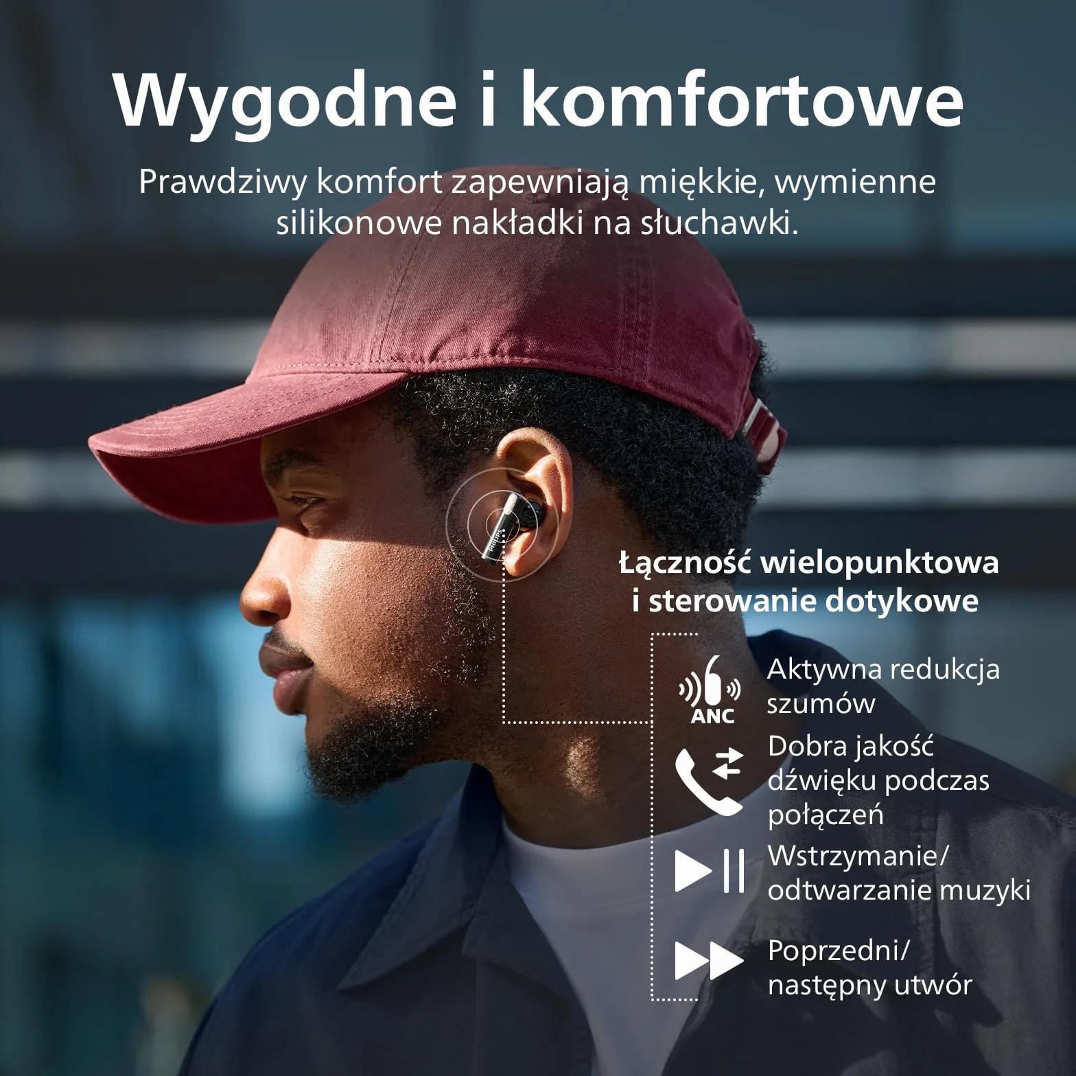 Philips TAT2520BK Słuchawki douszne True Wireless Bluetooth z redukcją szumów, czarne