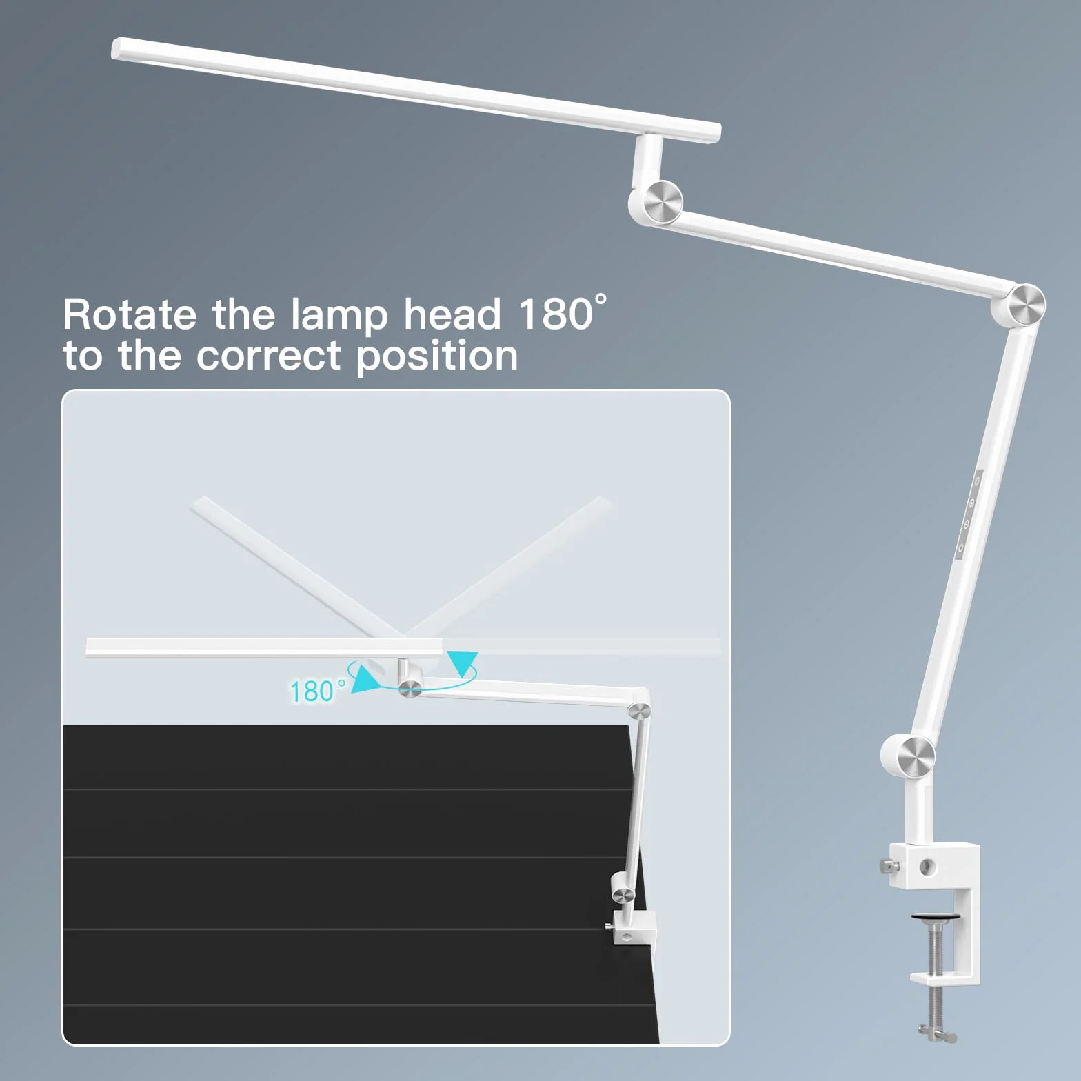 VERSKI Schreibtischlamp LED, ściemniacz 18 W Doppelte Lichtquelle Schreibtischlampe do użytku domowego, listwa zaciskowa Augenschutz Tageslichtz, 5 Farbtemperaturen i Helligkeit Einstellbare Büro