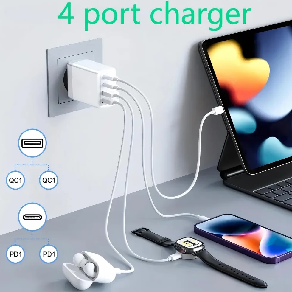 Szybka Ładowarka 40W PD USB C USB A Uniwersalny Zasilacz do iPhone Samsung Huawei Xiaomi