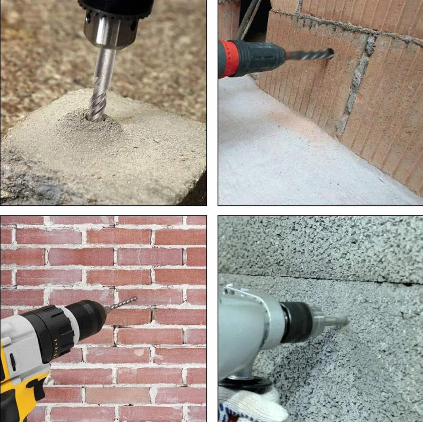 5-częściowy zestaw wierteł SDS Plus – wiertło udarowe SDS do betonu, cegły, cementu, kamienia z 4 ostrzami – w zestawie rozmiary 8 10 12 16 20 x 600 mm – trzonek SDS Plus pasujący do