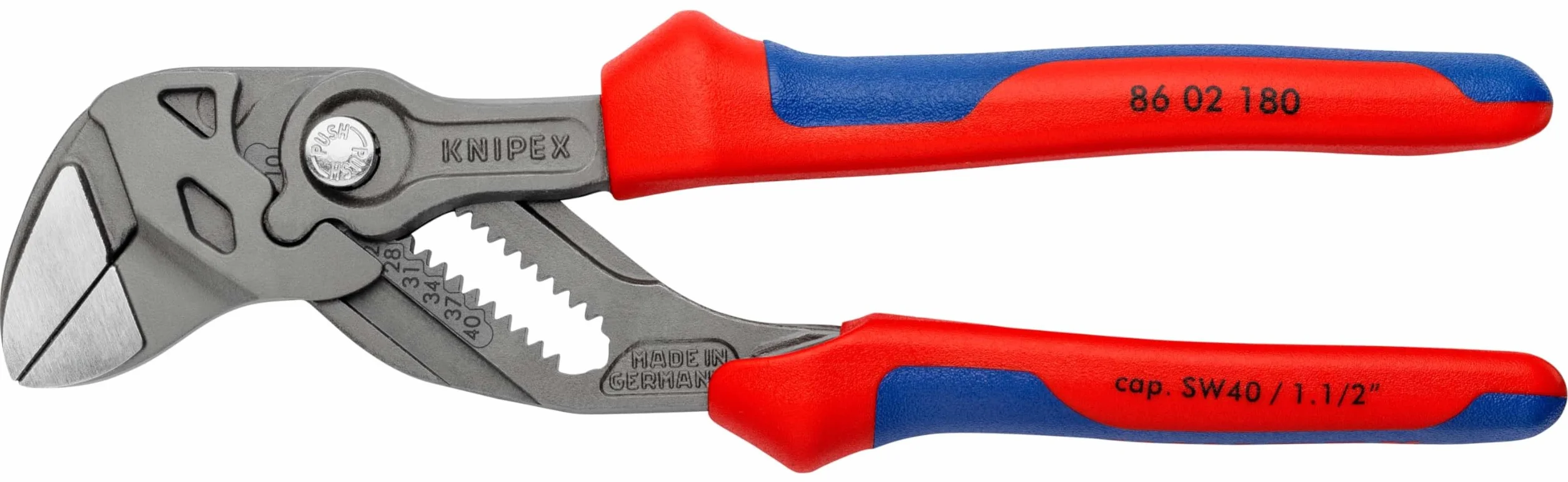 KNIPEX Szczypce-klucz szczypce i klucz w jednym narzędziu fosforanowana, szara z osłonkami wielokomponentowymi 180 mm, 86 02 180