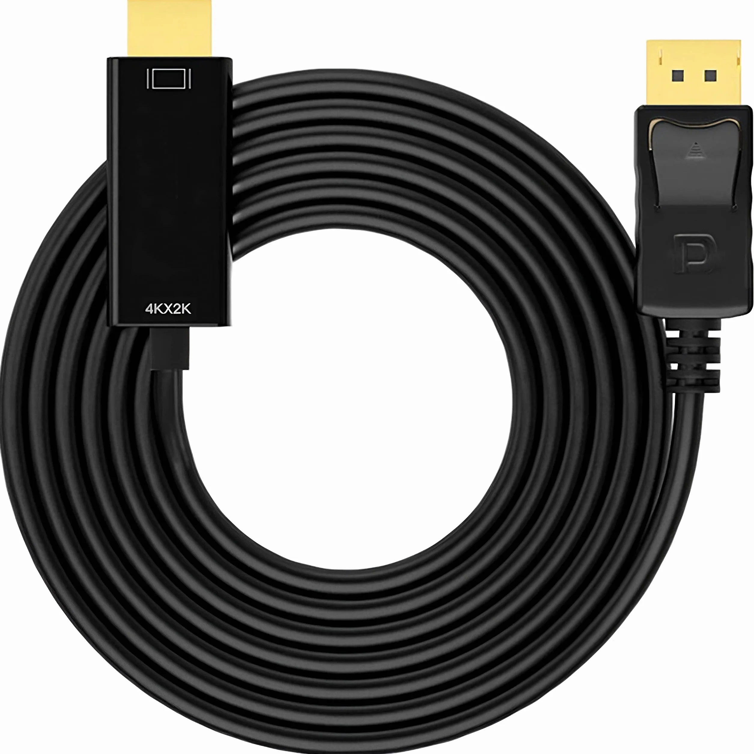 Retoo Adapter DisplayPort na HDMI, 4K Display Port na HDMI, adapter żeński HDMI, kompatybilny z HDTV, monitorem, projektorem, biurkiem, Surface, kablem ekranowym 1,8 m, czarny