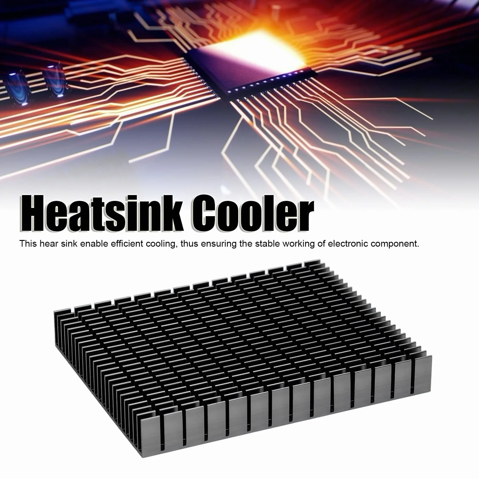 Eujgoov Aluminiowy Radiator 150x120x20mm Chłodzenie PCB Wzmacniacz Mocy Procesora Czarny