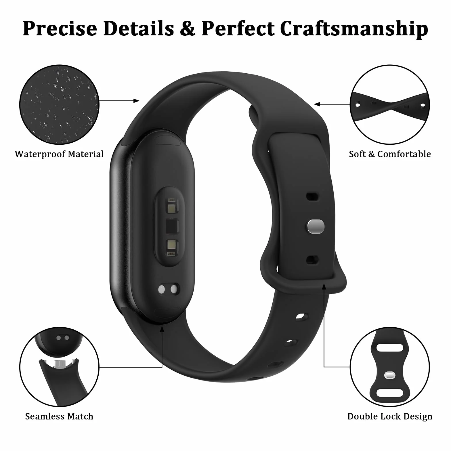 Sportowe paski do Xiaomi Mi Band 8/9, zestaw 2 sztuk, silikonowe paski zastępcze do Xiaomi Mi Band 8/9 i Xiaomi Smart Band 8 Fitness Tracker