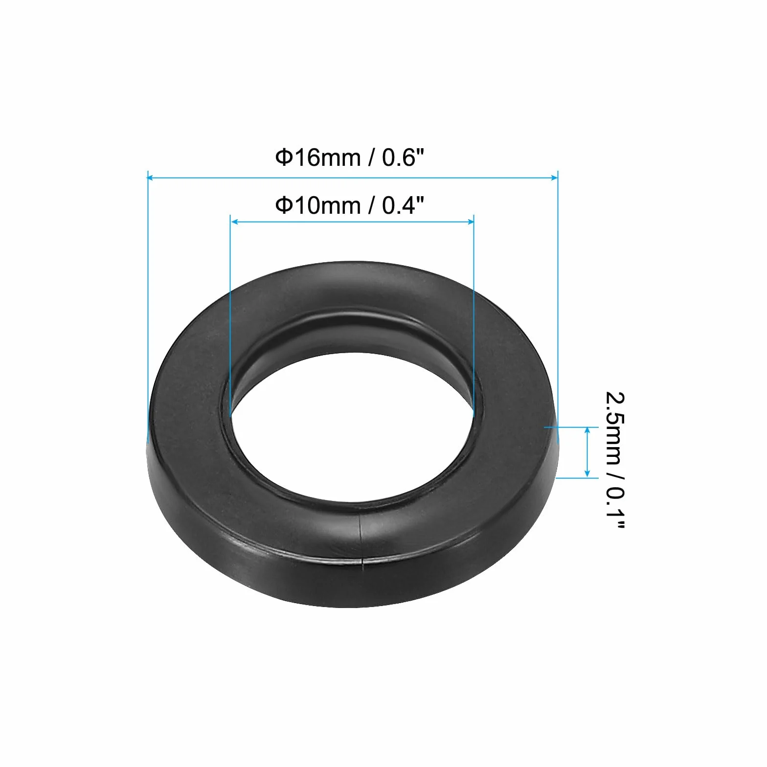 PATIKIL M10 gumowa podkładka płaska, 40 opakowań 10 mm ID 16 mm OD 2,5 mm gruba uszczelka dystansowa pierścień uszczelniający do kranu wąż wodny mocowanie śruby, czarna