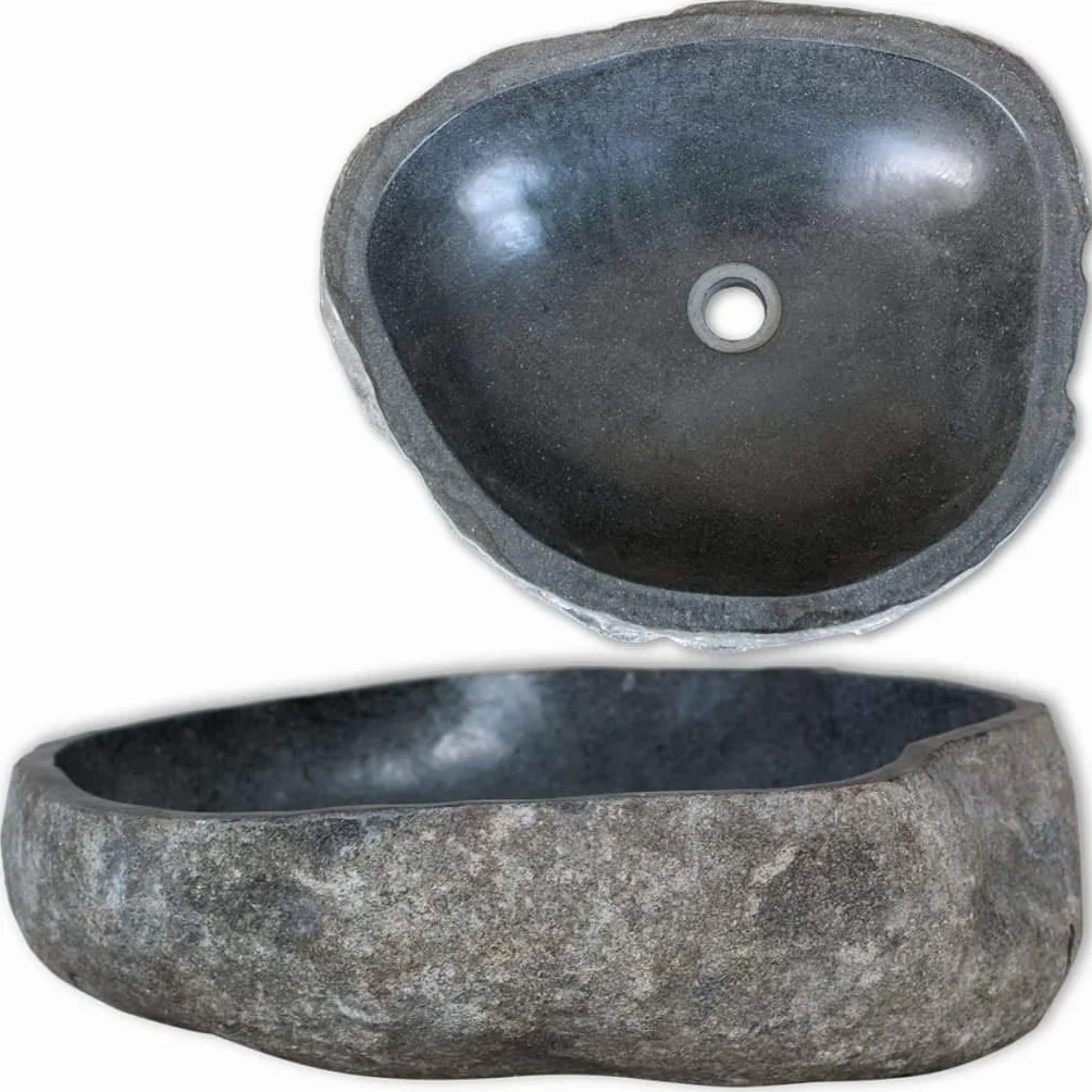 Mogou Kamienna Umywalka, Zlew na Blat, Umywalka Łazienka, Meble Umywalka, Meble łazienkowe, Naturalny Owalny 46-52 cm