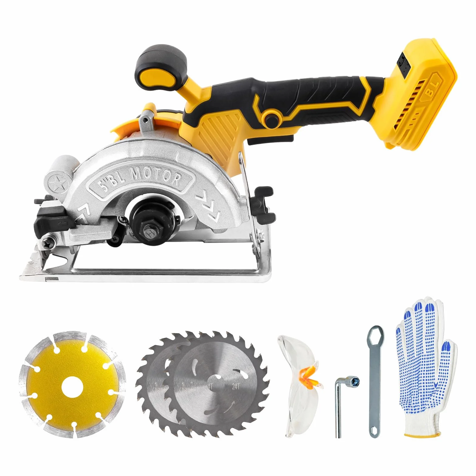 Bezprzewodowa piła tarczowa do piły tarczowej DEWALT 18 V 20 V, 1000 W 6200 obr./min, bezszczotkowa elektryczna piła tarczowa z 3 ostrzami 125 mm, skos 0-45°, głębokość 32 mm, do drewna, miękkiego