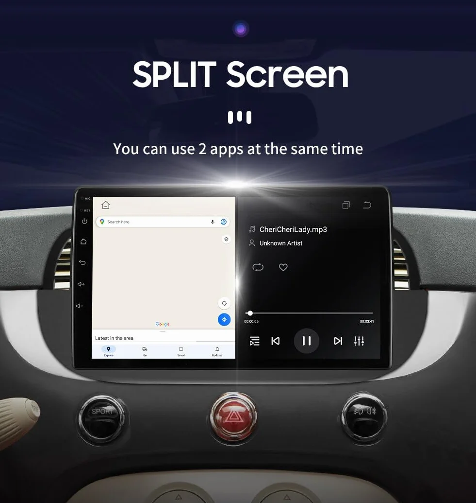 Hizpo 9-calowy ekran dotykowy Radio do Fiat 500 2007-2014 Carplay Android Auto 8-Core 4+32 GB DAB WiFi 4G