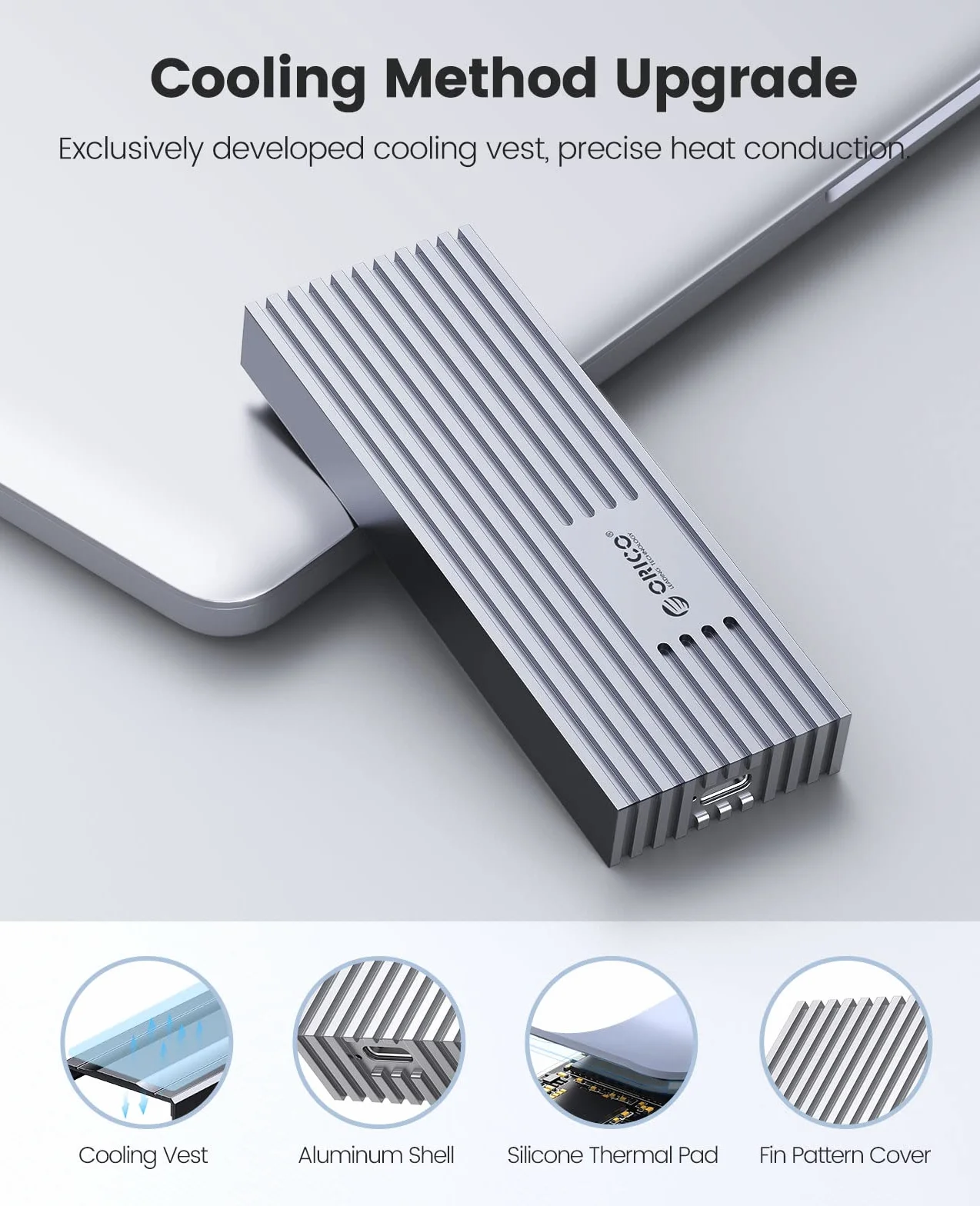 ORICO M.2 NVMe SSD obudowa USB3.2 Gen2x2 20 Gbps USB-C PCIe adapter NVMe M-Key/M+B Key 2230/2242/2260/2280 aluminium Heatsink UASP Trim 4 TB M233GY