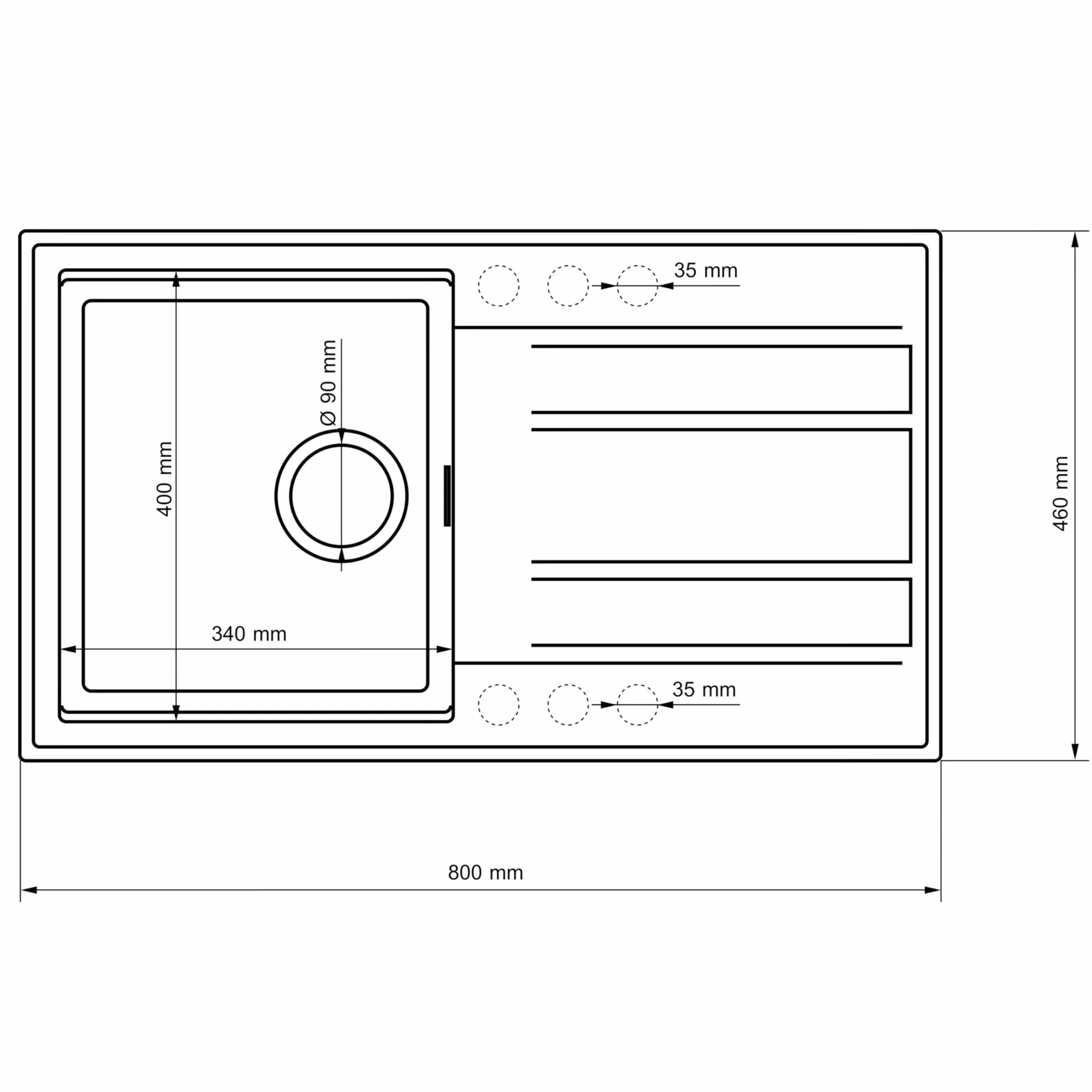 SINK Quality zlewozmywak kuchenny z ociekaczem – zlewozmywak szary 80 x 46 cm – w zestawie syfon i środki impregnujące – zlewozmywak do zabudowy do szafki pod umywalkę 55 – zlewozmywak granitowy szary