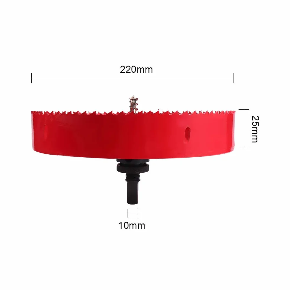 Utoolmart 220 mm bimetal otwornica M42 szybkotnąca stalowa Otwornica ostrze 25 mm głębokość cięcia frez frez wiertło z sześciokątnym uchwytem do blachy drewnianej metalowej płyty pilśniowej z tworzywa sztucznego
