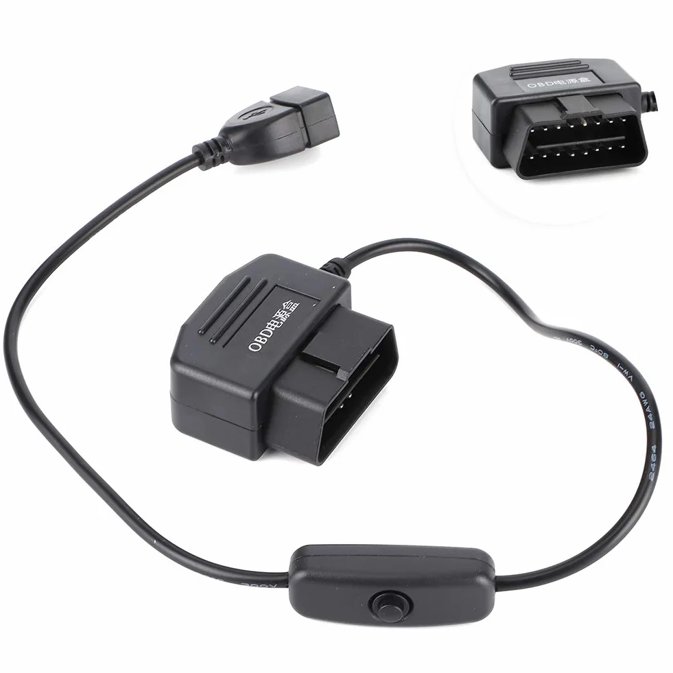 Qiilu USB Power Charging Cable, 2 USB Power Charging Cable 18,7 cala 16-pinowa ładowarka do samochodowego DVR GPS Camera