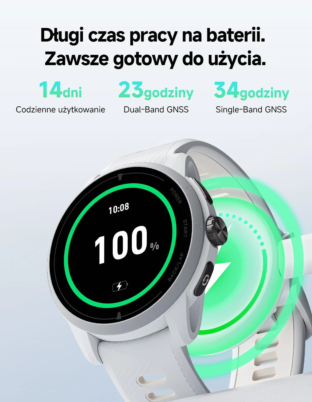 iGPSPORT VeRun Ultralekki Smartwatch AMOLED 1,32" GPS Dwuczęstotliwościowy 14 Dni Baterii Nawigacja Offline Szary