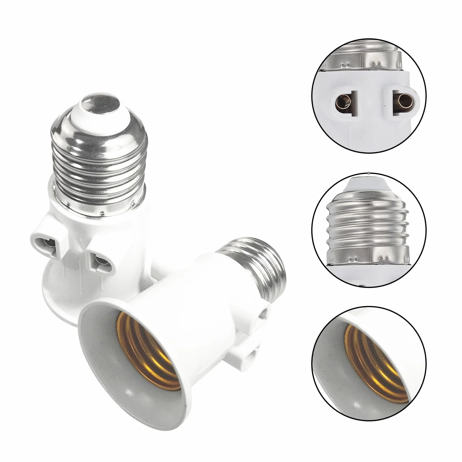 Adapter – adapter oprawkowy, żarówka, konwersja w gniazdo i oprawkę, kabel zasilający z wtyczką EU, adapter do gniazdka (biały)