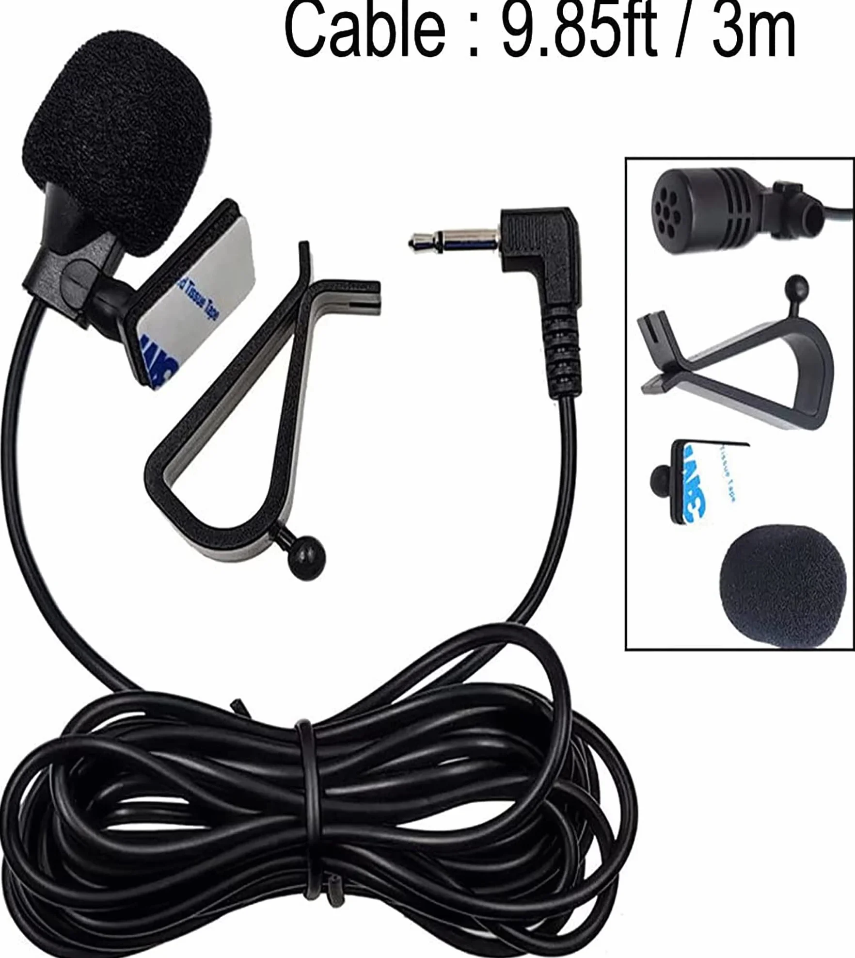 Mikrofon 3,5 mm Montaż do Samochodowej Jednostki Głównej Bluetooth Radio Stereo GPS DVD Czarny MJ509D