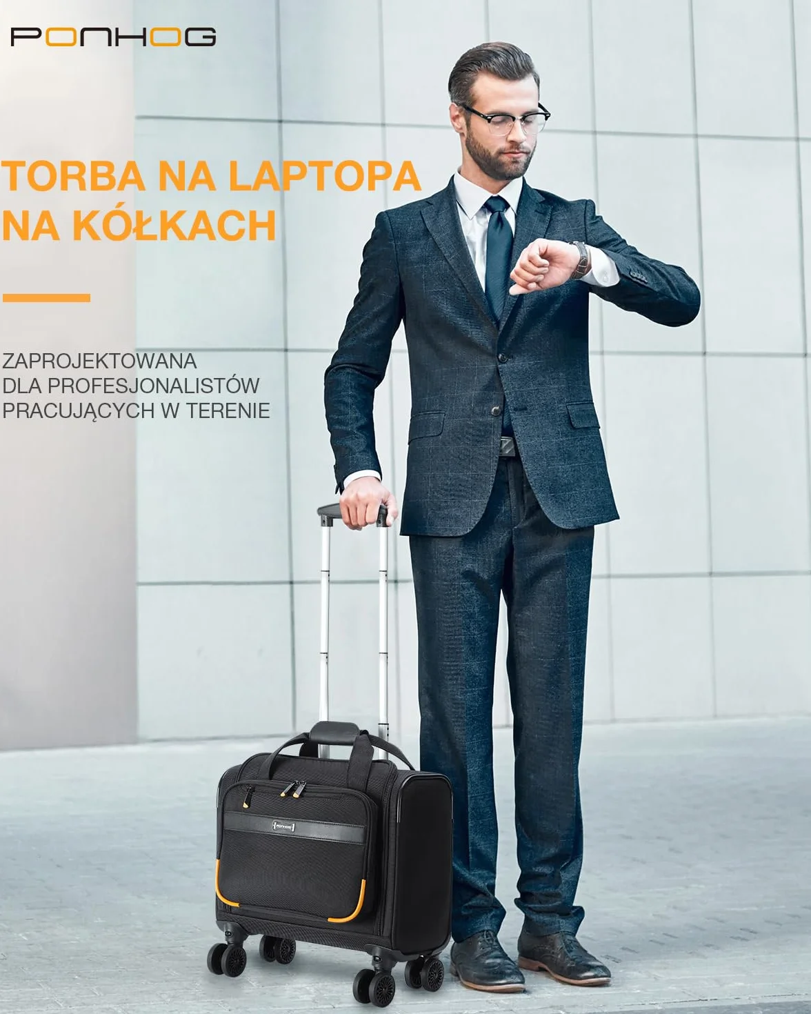 Torba na laptopa Business Trolley nylonowa wodoodporna czarny