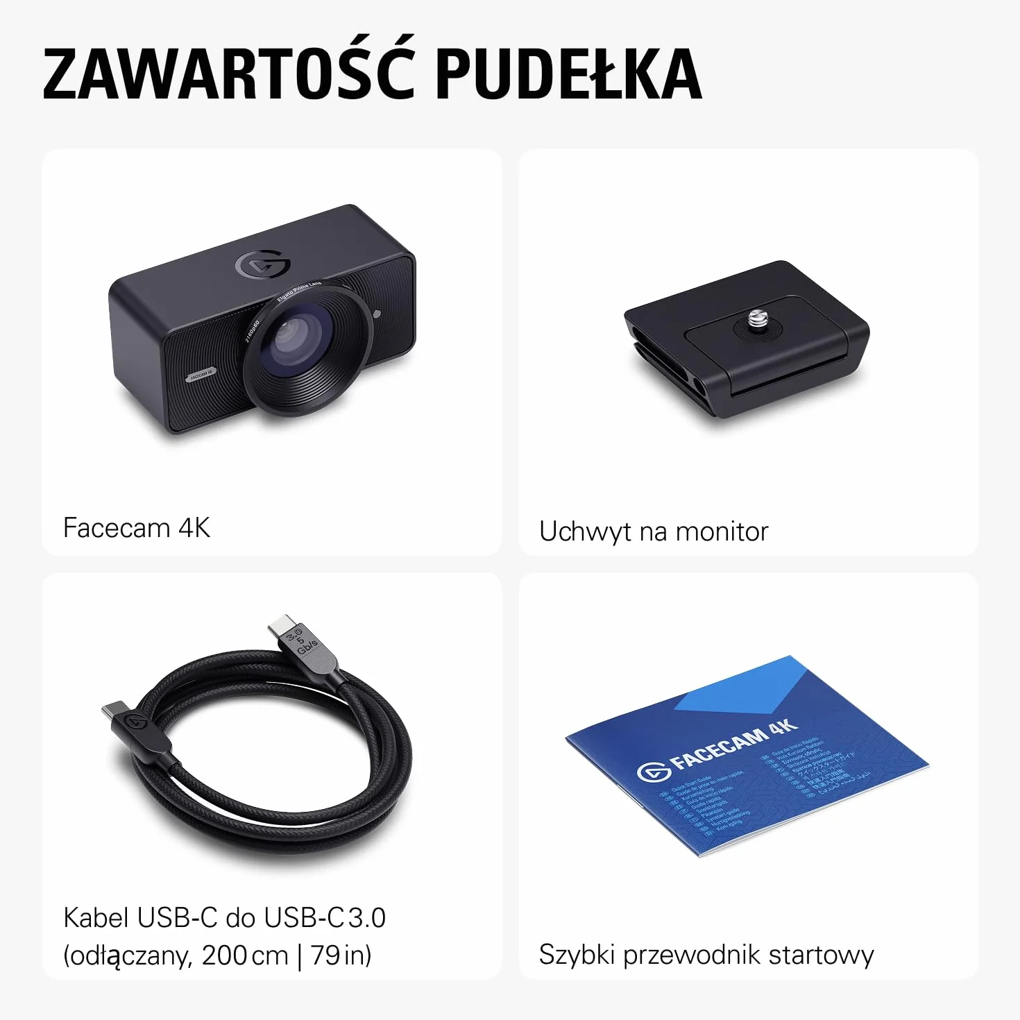 Elgato Facecam 4K - studyjna kamera internetowa 4K60, HDR, USB-C do PC i Mac