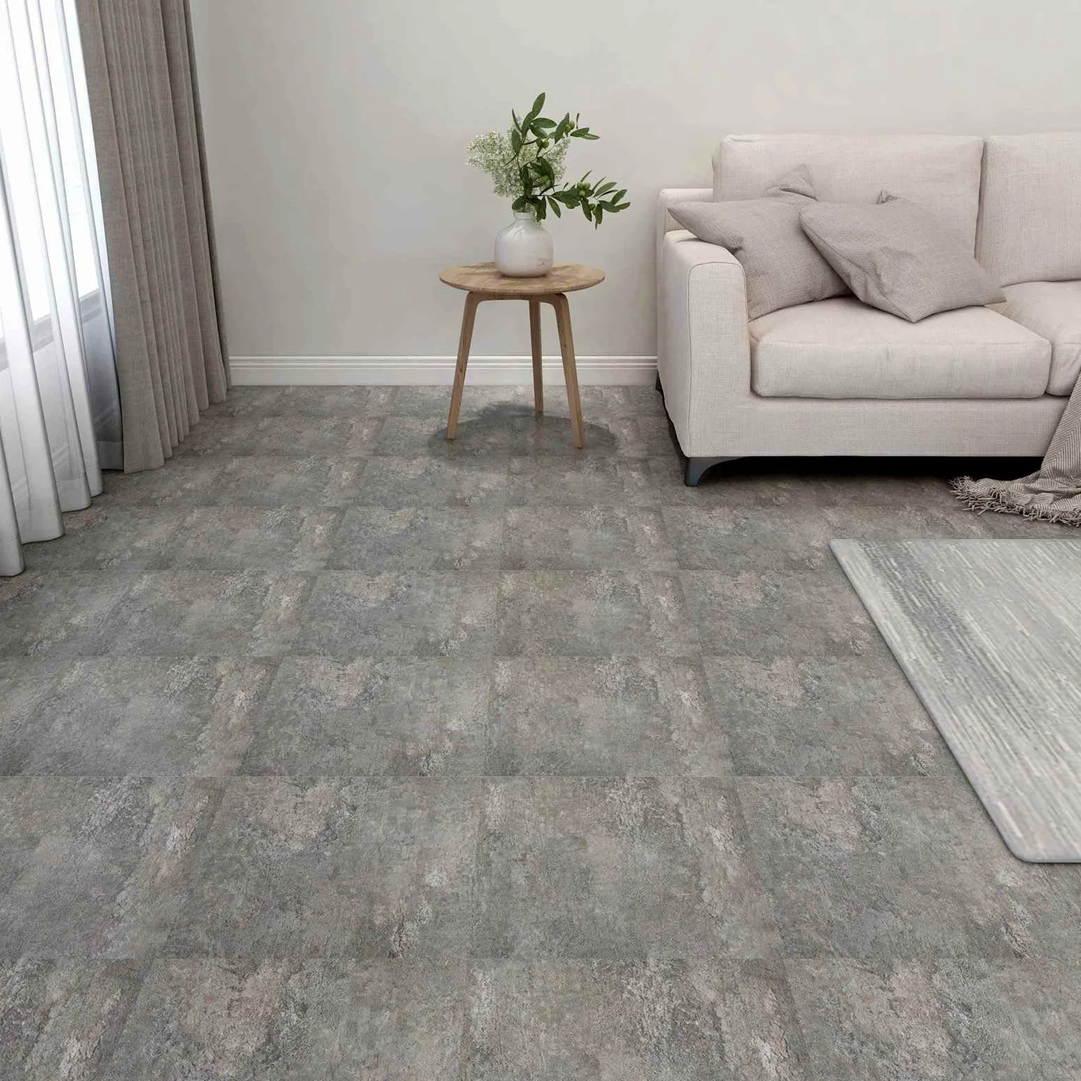 Deski podłogowe PCW, ściana kamienna, samoprzylepna, 5,11 m², 55 sztuk, kwadratowe, 30,5 x 30,5 cm, antypoślizgowa wykładzina podłogowa do salonu, kuchni, korytarza, renowacji z izolacją i