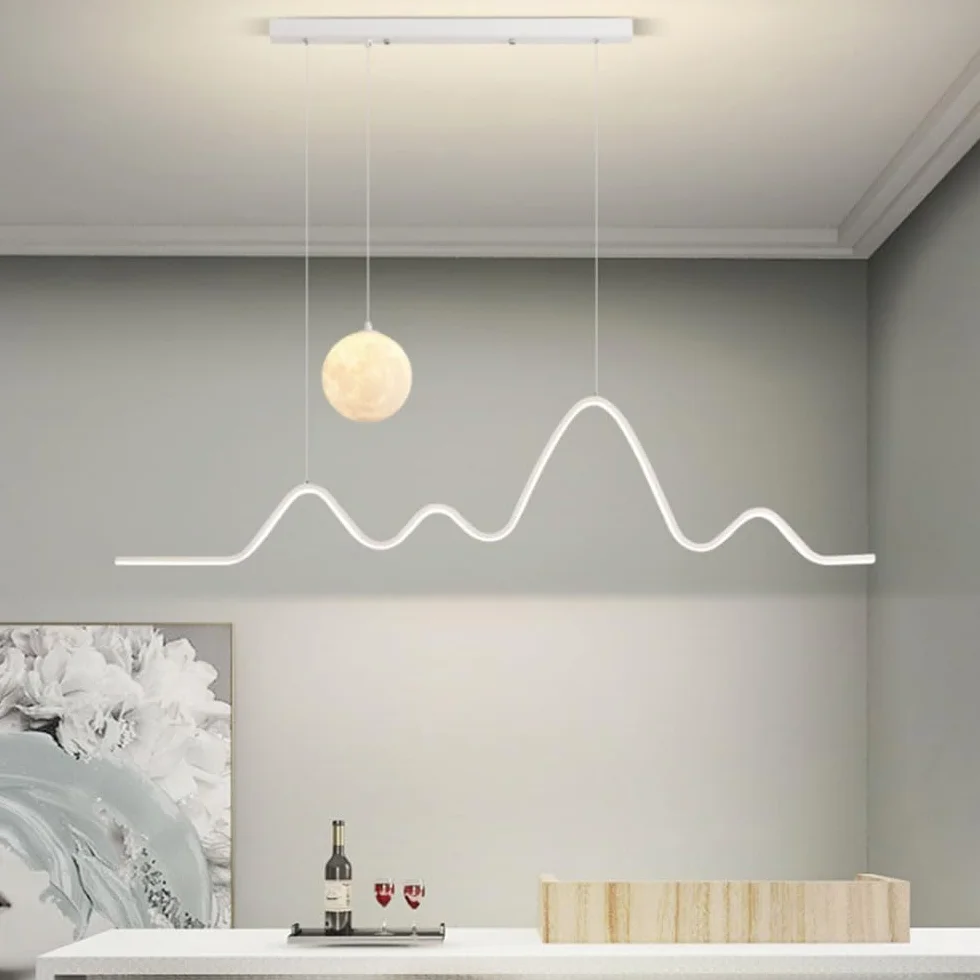 Nordic Lampa wisząca LED Liniowy żyrandol Oprawa aluminiowa Oświetlenie 3000-6000 K Lampa wisząca Kreatywny wystrój domu Możliwość przyciemniania Nowoczesne oświetlenie wewnętrzne