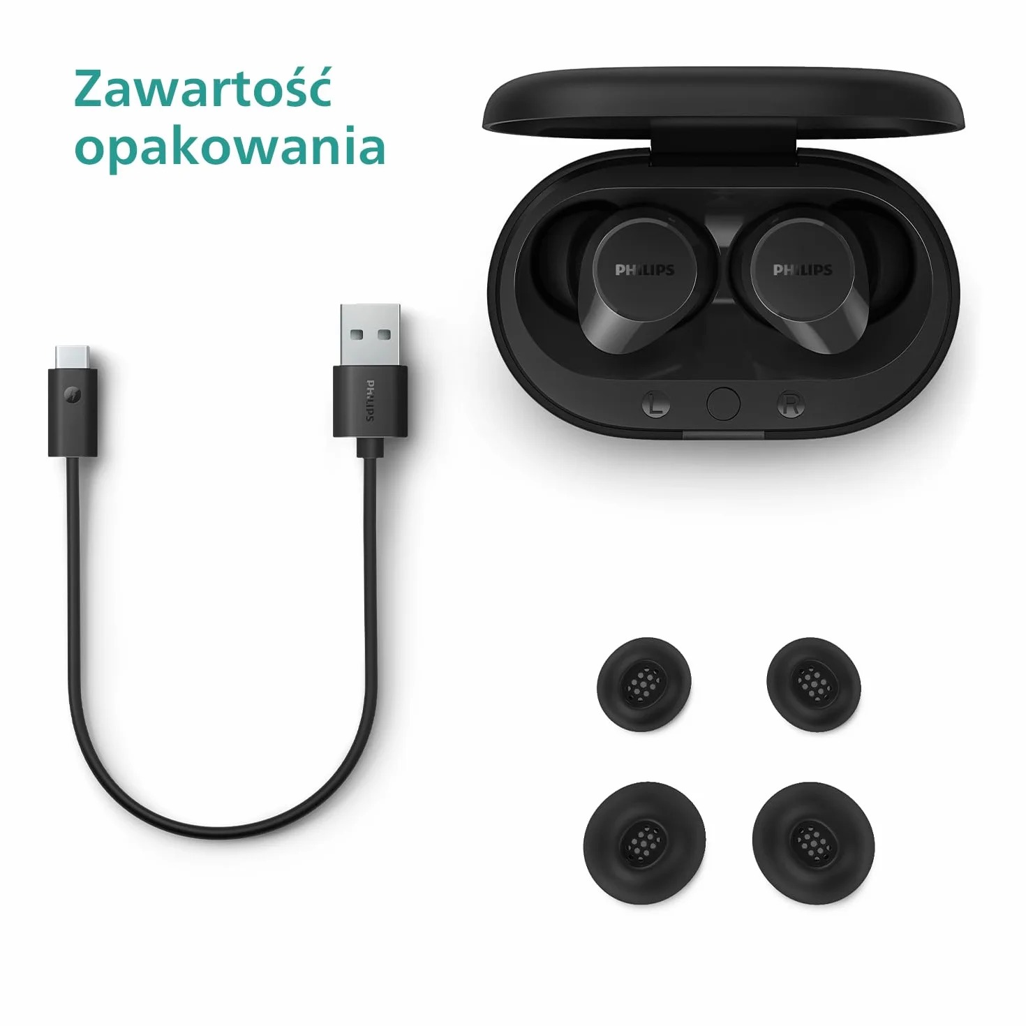 Philips TAT1209BK True Wireless Słuchawki Douszne Bluetooth Czarne In Ear