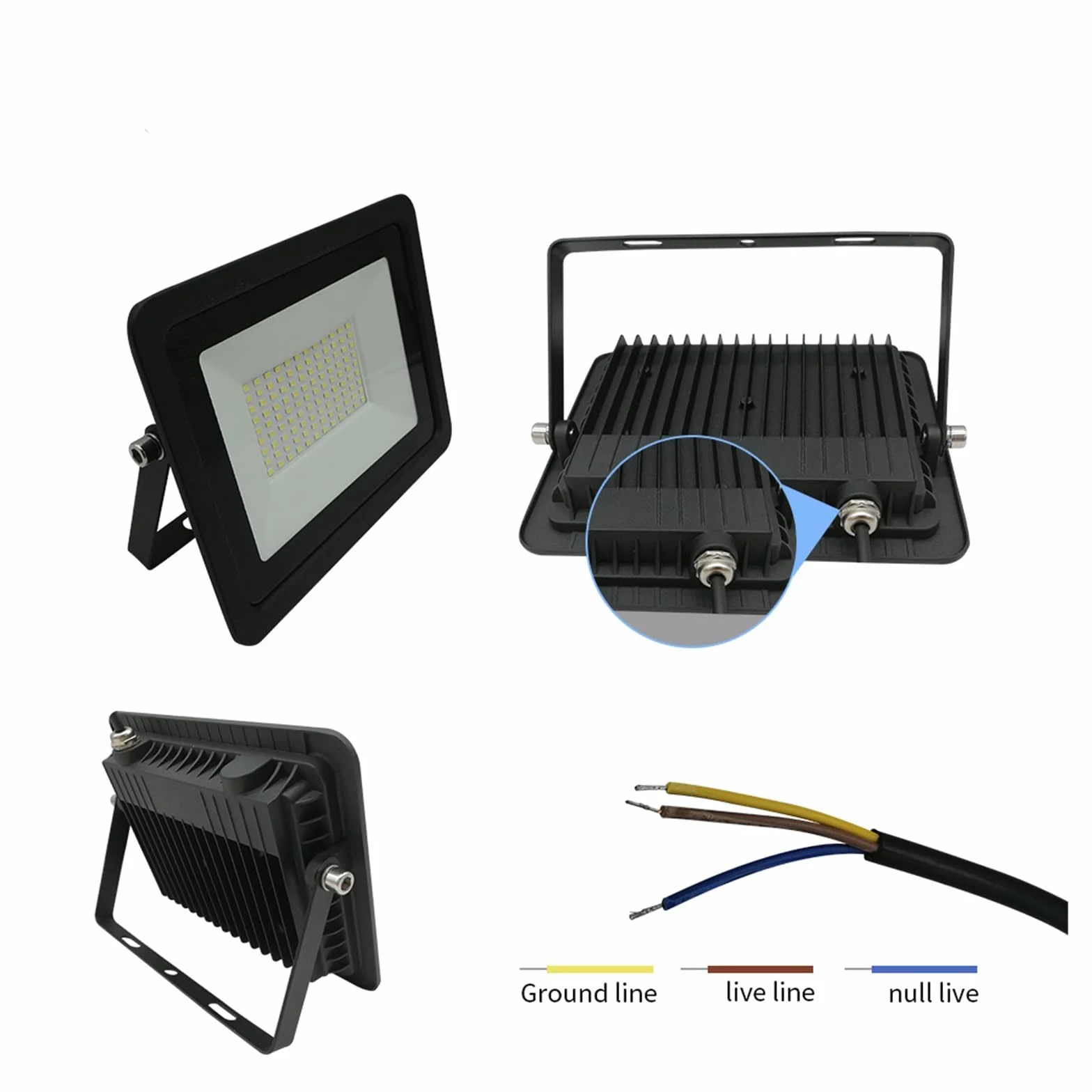Światła bezpieczeństwa Zewnętrzny reflektor LED 10W 20W 30W 50W 100W IP68 Wodoodporne oświetlenie zewnętrzne Foco Led Zewnętrzna kinkiet Reflektor Reflektor do ogrodu, podwórka, garażu, drzwi (kolor