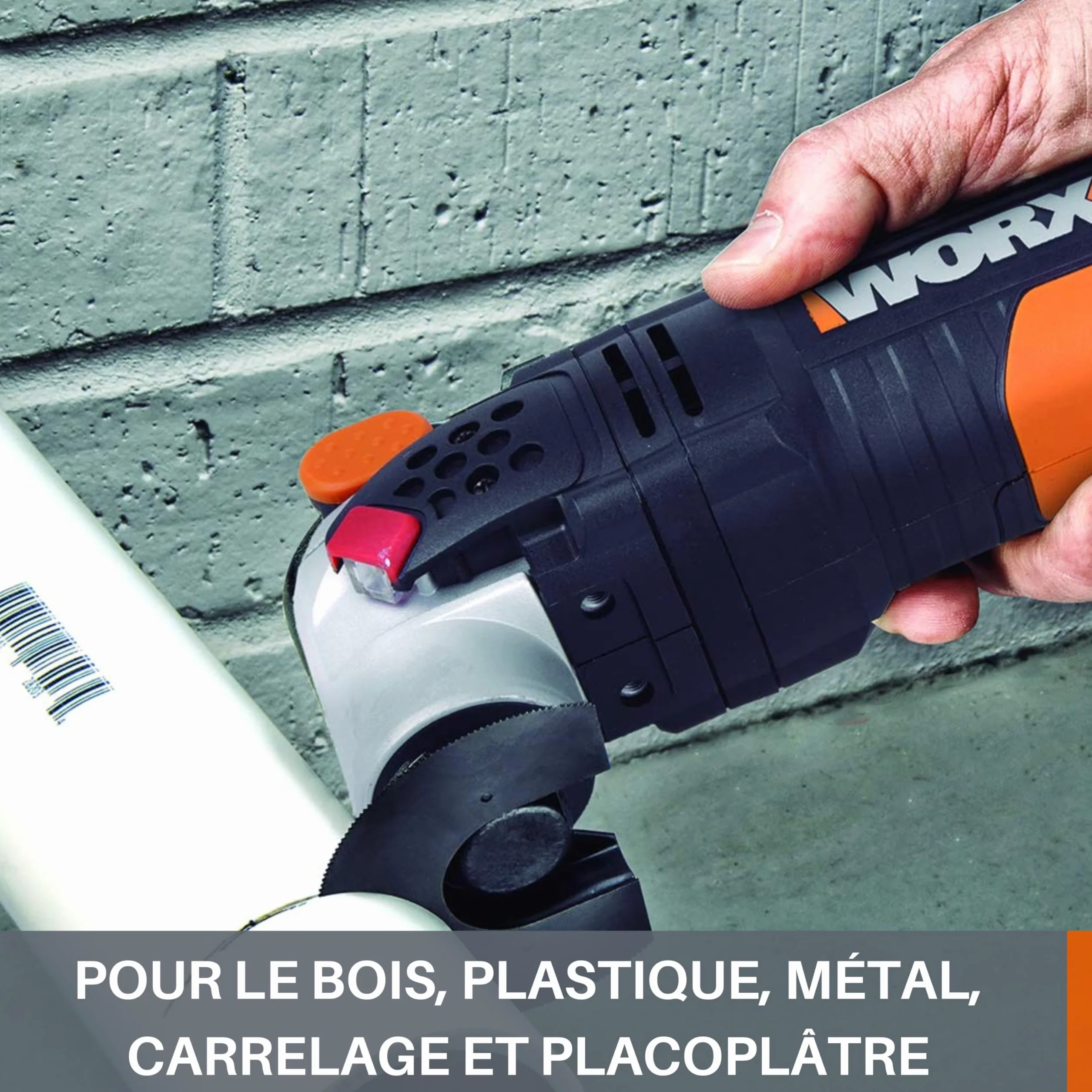 WORX WX681 Sonicrafter F50 narzędzie wielofunkcyjne 450w – narzędzie wielofunkcyjne wraz z adapterem do akcesoriów uniwersalnych, 35 mm Standard End Cut brzeszczot i 80 mm HSS brzeszczot półokrągły
