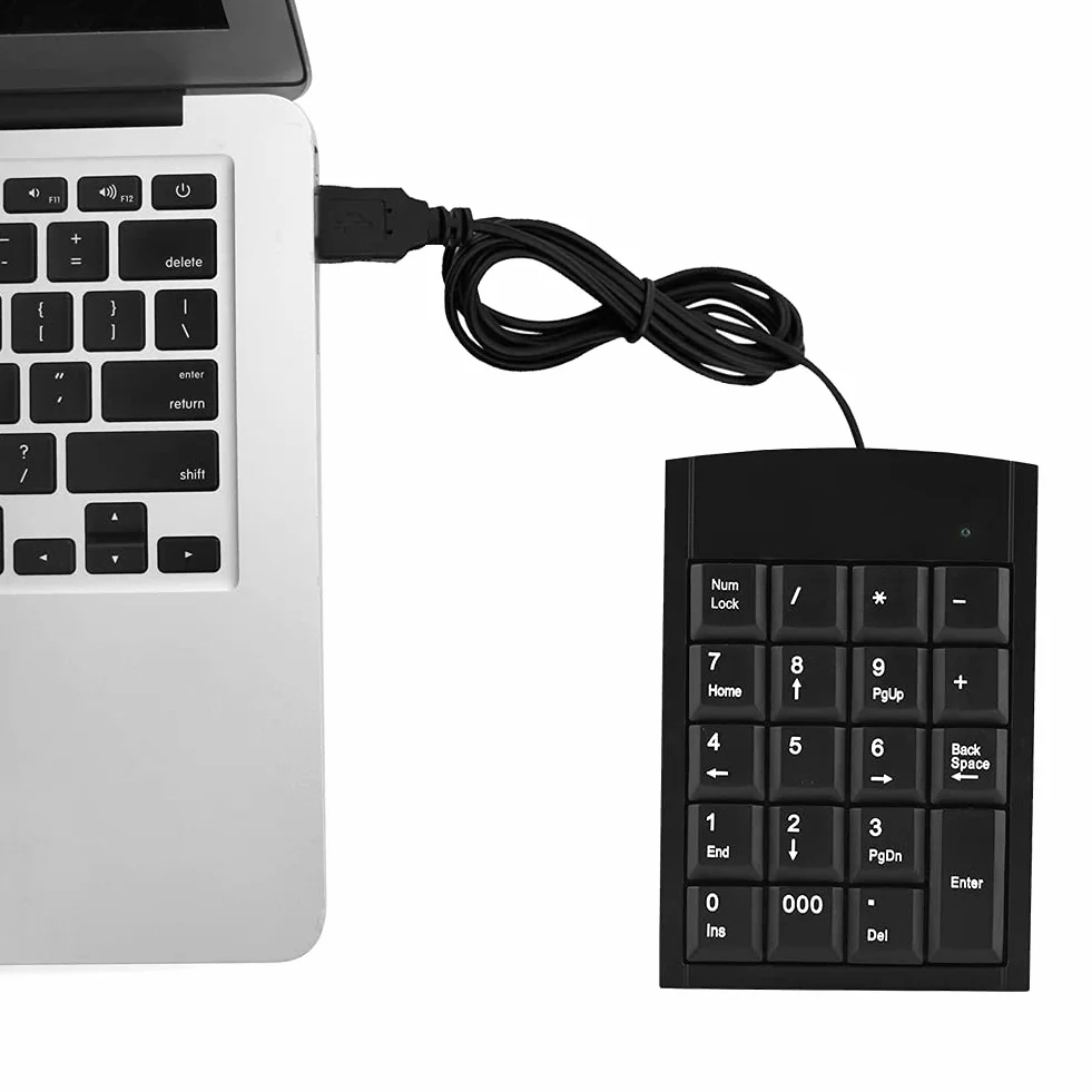 Klawiatura numeryczna, Richer-R Przenośny Slim Mini USB 19 klawiszy Klawiatura numeryczna, Ergonomiczna klawiatura numeryczna Klawiatura do laptopa Komputer stacjonarny Czarny