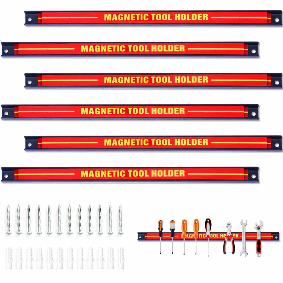GIANTEX 12 x 46 cm listwa magnetyczna na narzędzia, mocny, uchwyt na narzędzia, uchwyt ścienny, listwa narzędziowa, magnetyczna listwa narzędziowa, w zestawie materiały montażowe, zestaw uchwytów