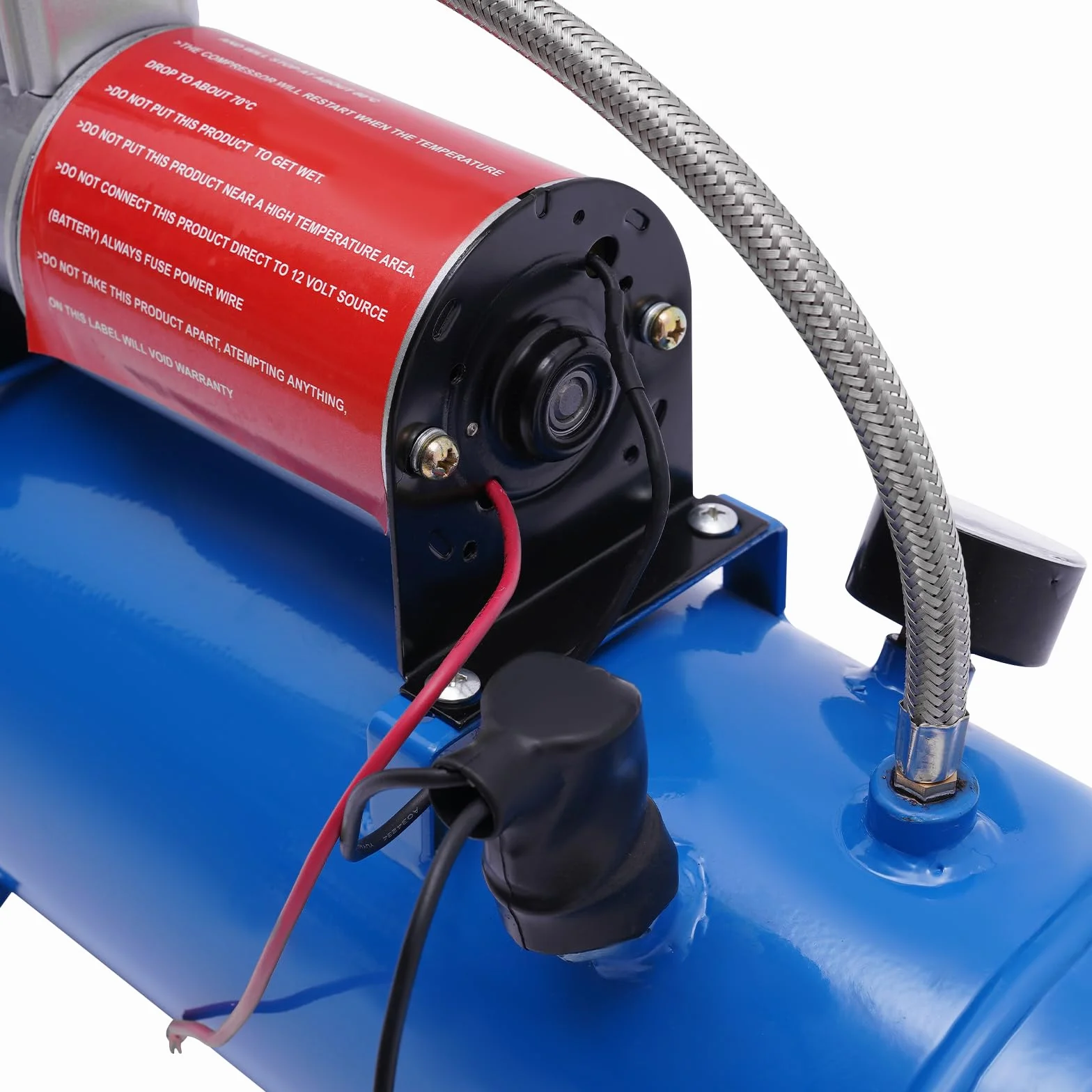 Sprężarka powietrza, DC 12 V, 8 bar, sprężarka powietrza z manometrem, wąż 150 psi, wąż 3,8 m, 6 l, pompa sprężarki powietrza do opon samochodowych, silników samochodowych