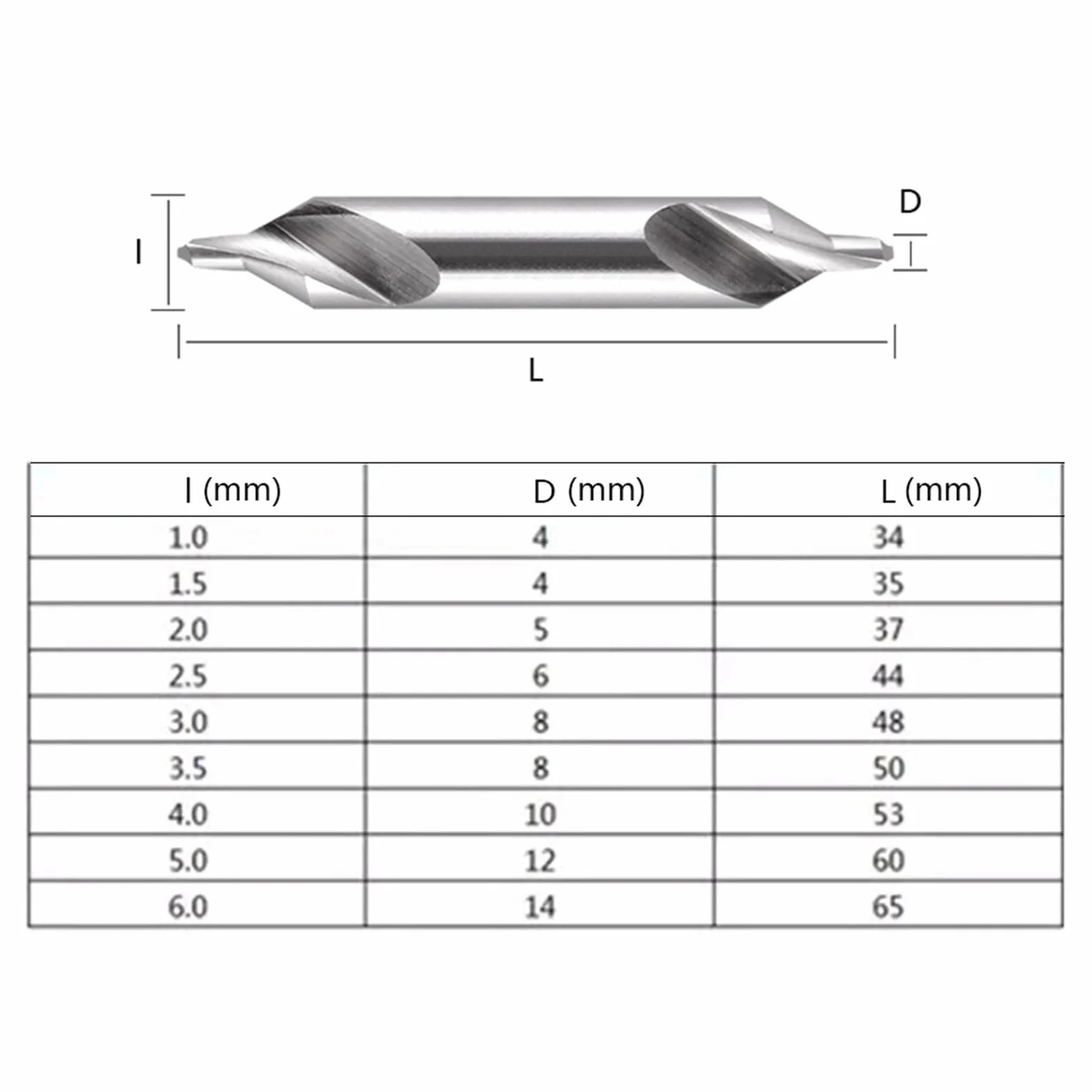 Wiertła centrujące HSS, Wiertło centrujące typu A HSS Ti-plated Kobaltowe rowki spiralne ze stali nierdzewnej Opakowanie 5 szt. A1.0 do A6(HSS TiN Coated,A2.5 (6MM)-10PCS)
