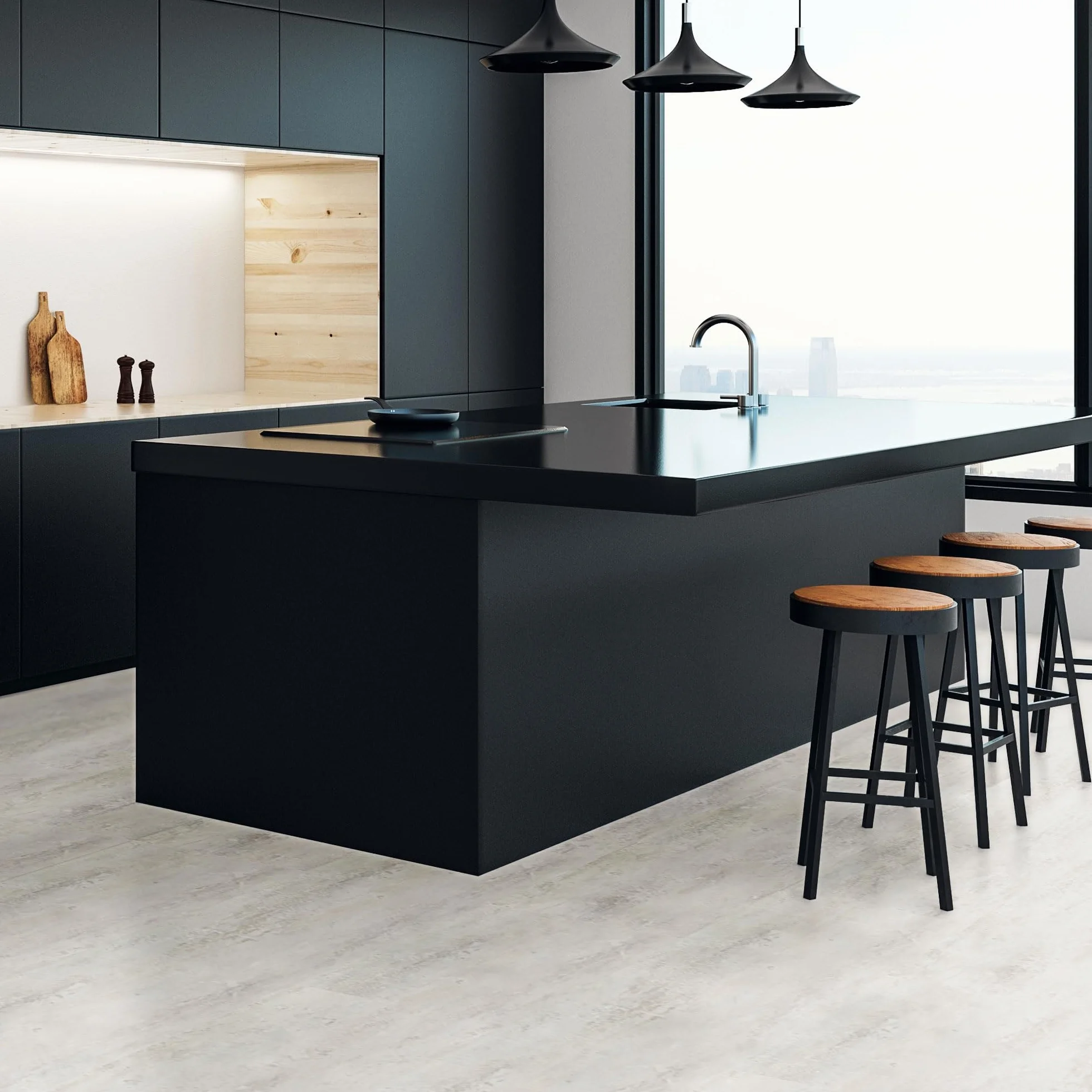 ML-Design Podloga Winylowa Klik, Panele Winylowe z Systemem Klik i Izolacja Akustyczna, Antyposlizgowe, Wodoodporne 9,3 m² / 50 Desek, 61 × 30,5 cm, Grubosc 4,2 mm Szare Efekt Jasnego Betonu