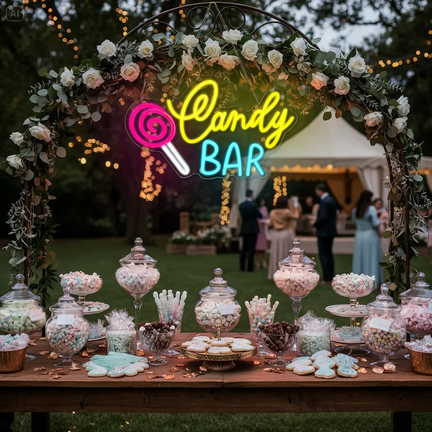 Candy Bar Neon Szyld Lollipop Neon Szyld, Ściemnialny Słodki Led Szyld dla Sklepu ze Słodyczami, Candy Świecący Szyld Ścienny Dekoracja Stołu na Urodziny Wesele Imprezę Sklep z Deserami