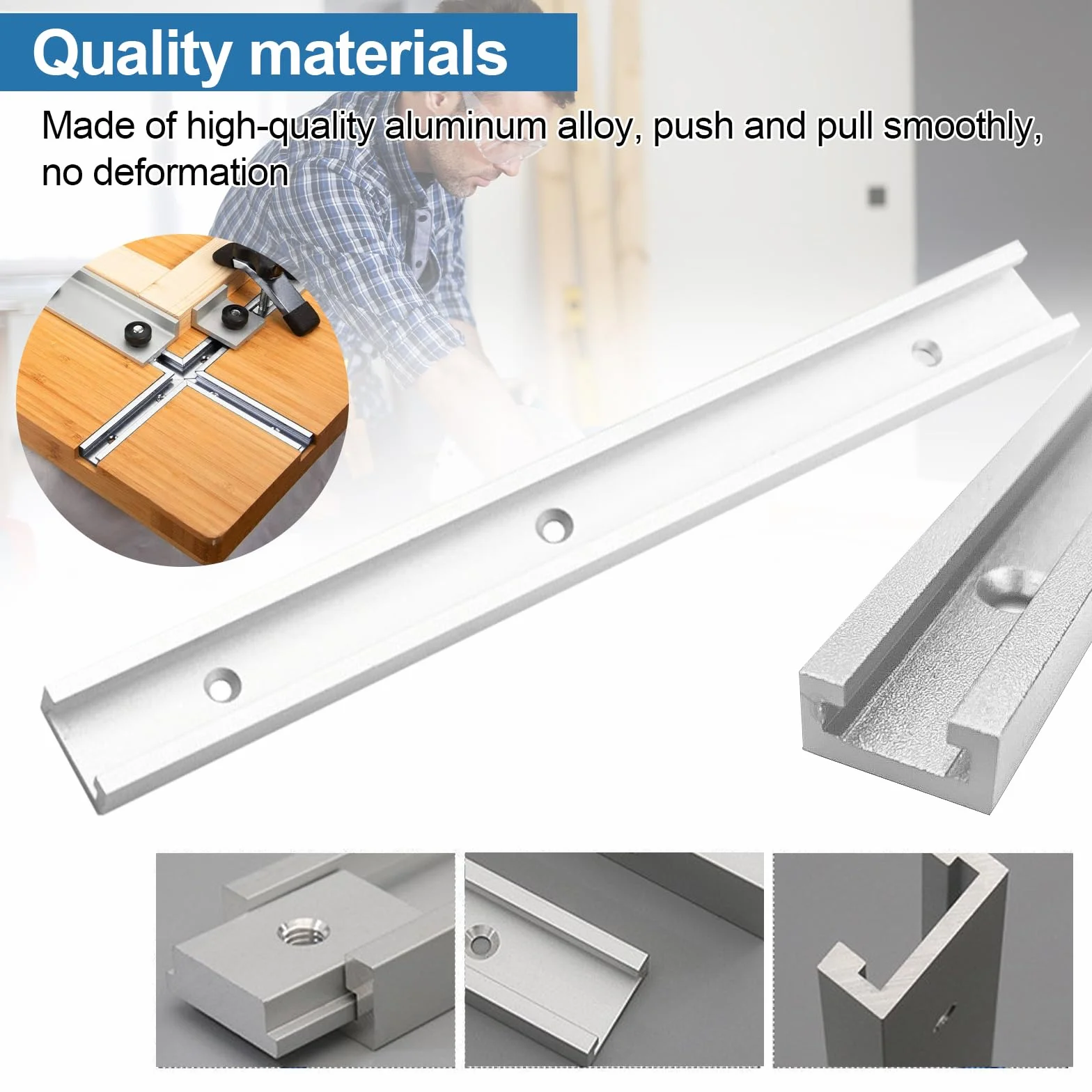 4 szyny zaciskowe ze stopu aluminium, 400 mm, zestaw szyn skośnych T-SlotTrack, T Nut z suwakiem M8/M6, szyna montażowa (srebrna)