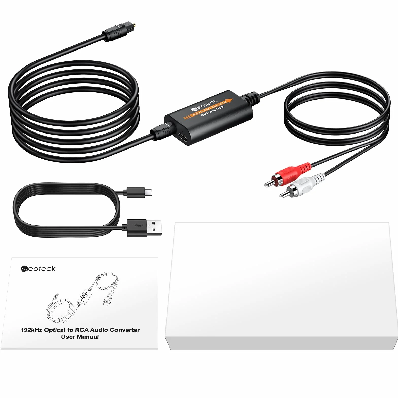 Neoteck Cyfrowo-analogowy konwerter audio 192 kHz 24 bity DAC SPDIF na RCA 1,8 m