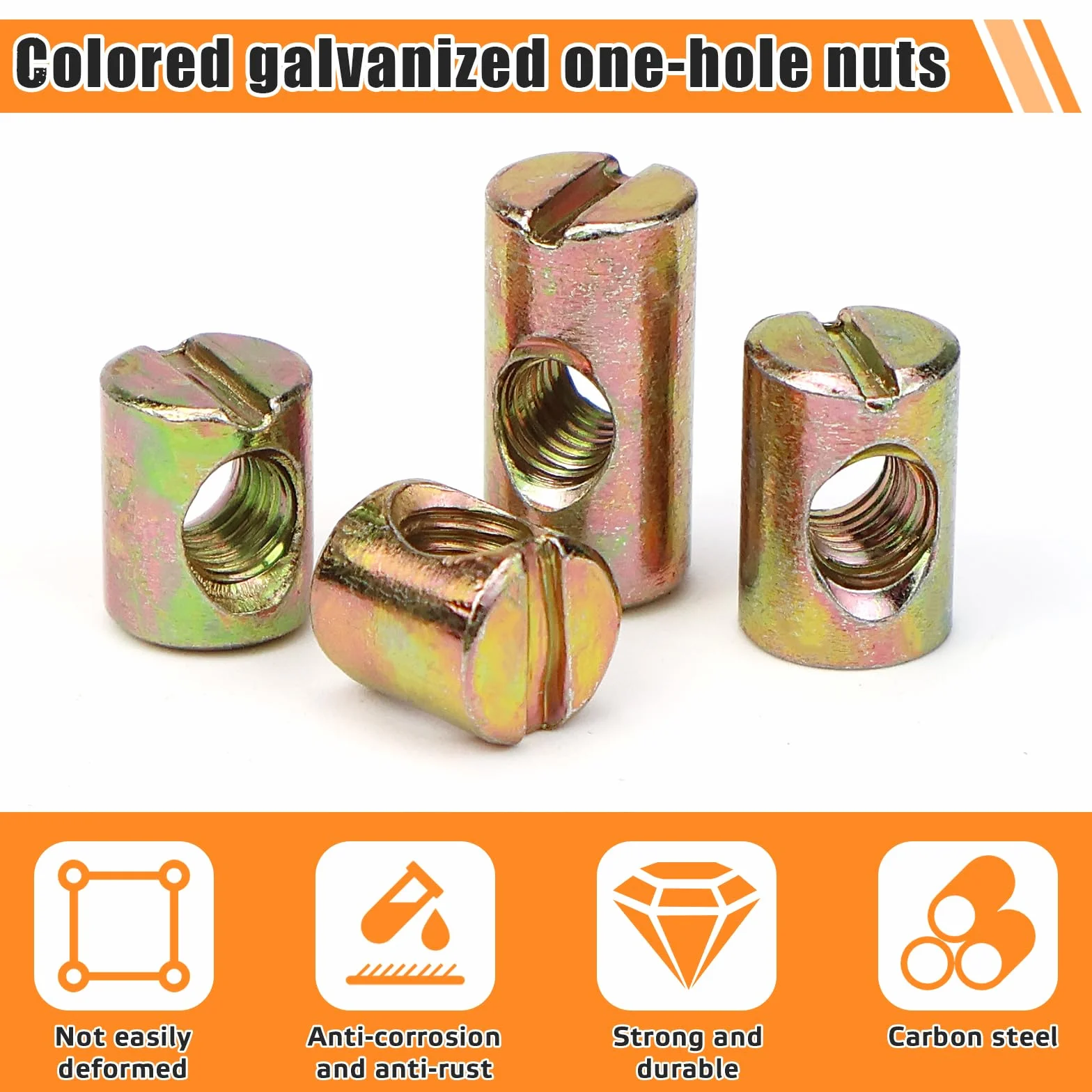 60 sztuk nakrętek poprzecznych M6 nakrętka cylindryczna do mebli, łóżek, krzeseł, 11 mm, 13 mm, 20 mm, 24 mm