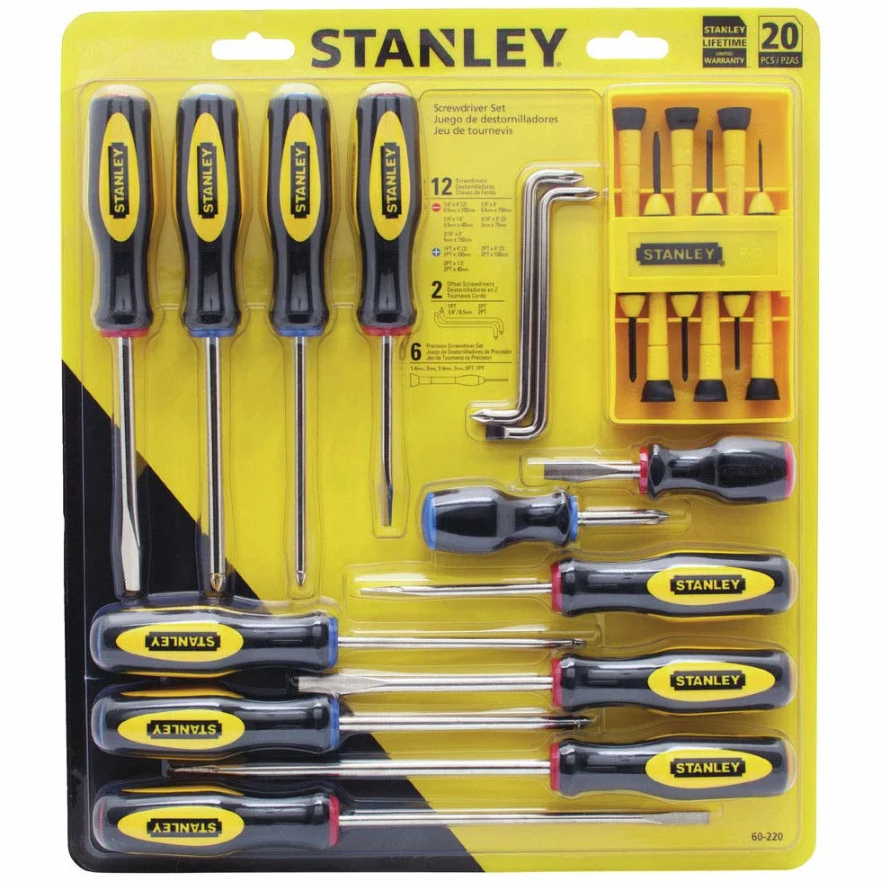 Stanley Standardowy zestaw wkrętaków karbowanych 60-220, 20 sztuk