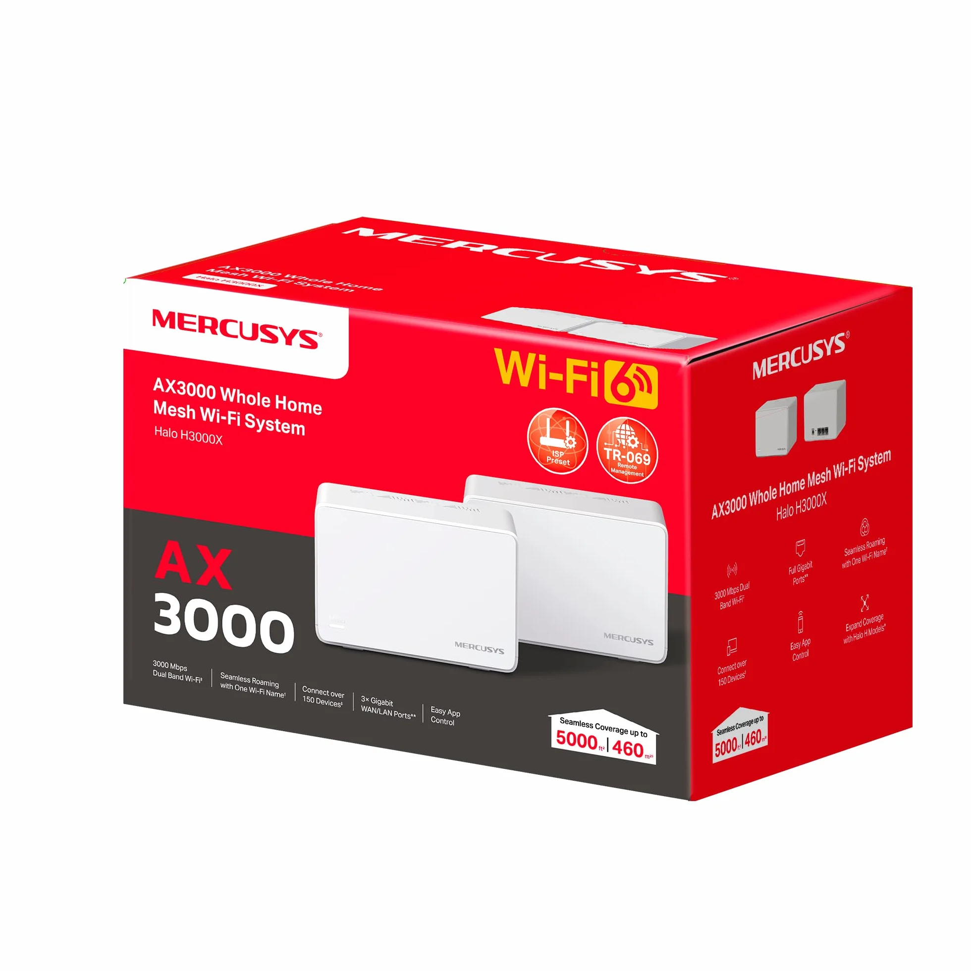 Mercusys Halo H3000X (2-Pack) Router System WiFi 6 Mesh AX3000 Dual-Band Zasięg 420 m² 3x Gigabit Port WPA3