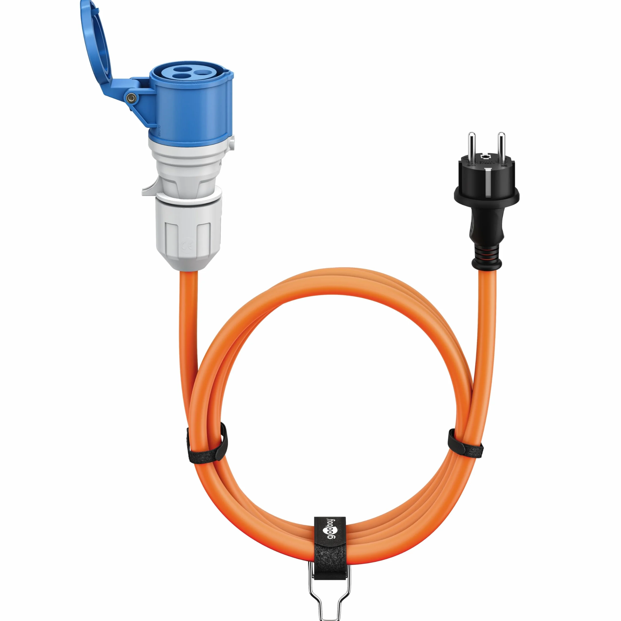 goobay Kabel adaptera CEE do przyczepy kempingowej, 5 m, wtyczka z ochronnym stykiem do gniazda CEE z pokrywą zamykającą, IP44, kabel kempingowy, kamper, przyczepa kempingowa, 76219