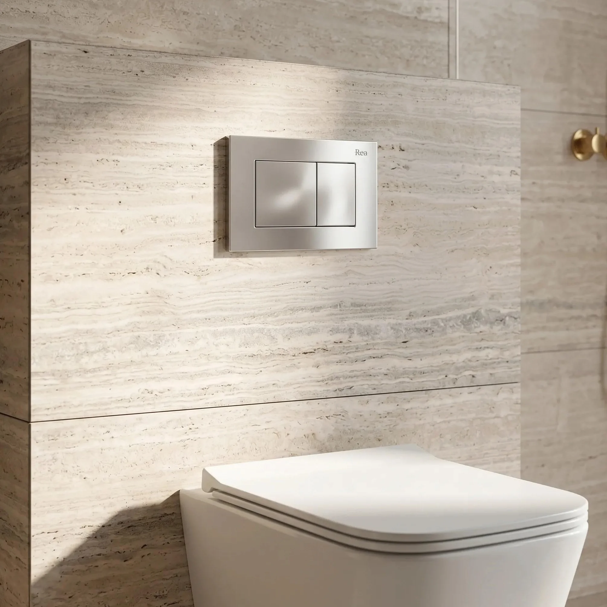 Rea - Stelaż Zestaw Podtynkowy Slim 024n Do Mis Wc Z Przyciskiem J Satyna - 22x35,2x106,2 cm