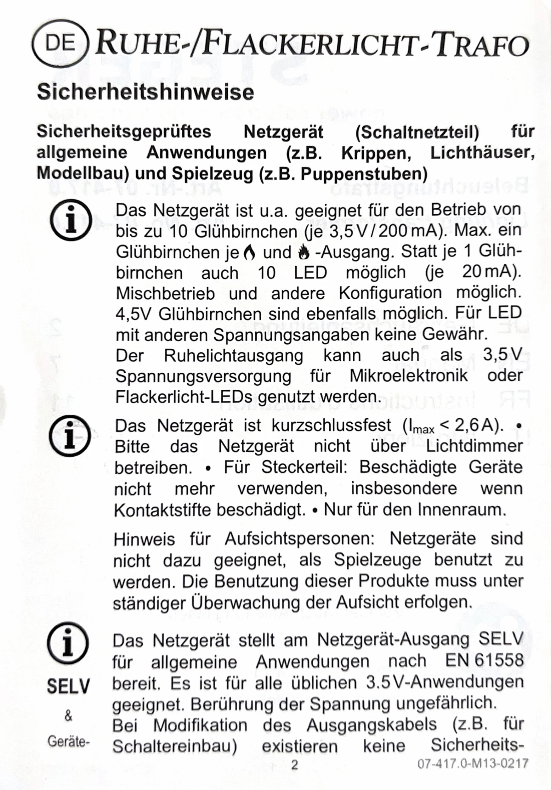 Kahlert Licht 60976 Rust-/flikkerlichttransformator voor poppenhuizen en kerststalen, zwart