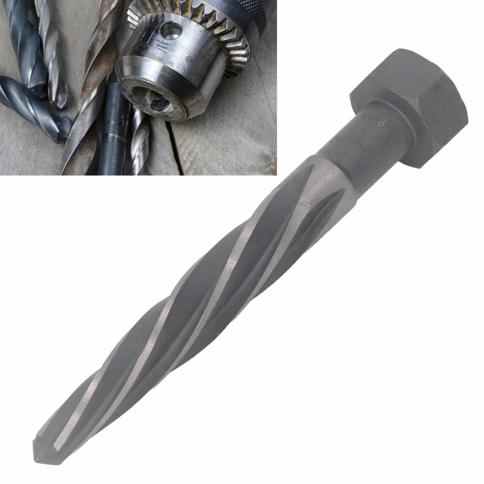 Rozwiertak M2 HSS6542 do wyrównywania materiału do montażu blach stalowych i konstrukcji metalowych - 5 spiralnych rowków ze stali szybkotnącej o średnicy 13/16 cala - Narzędzie