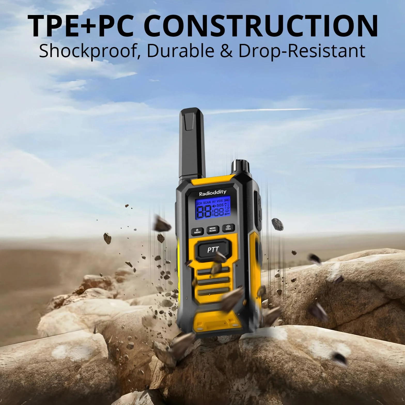 Radioddity HD-1 krótkofalówka IP67 wodoodporna PMR 2 sztuki żółty