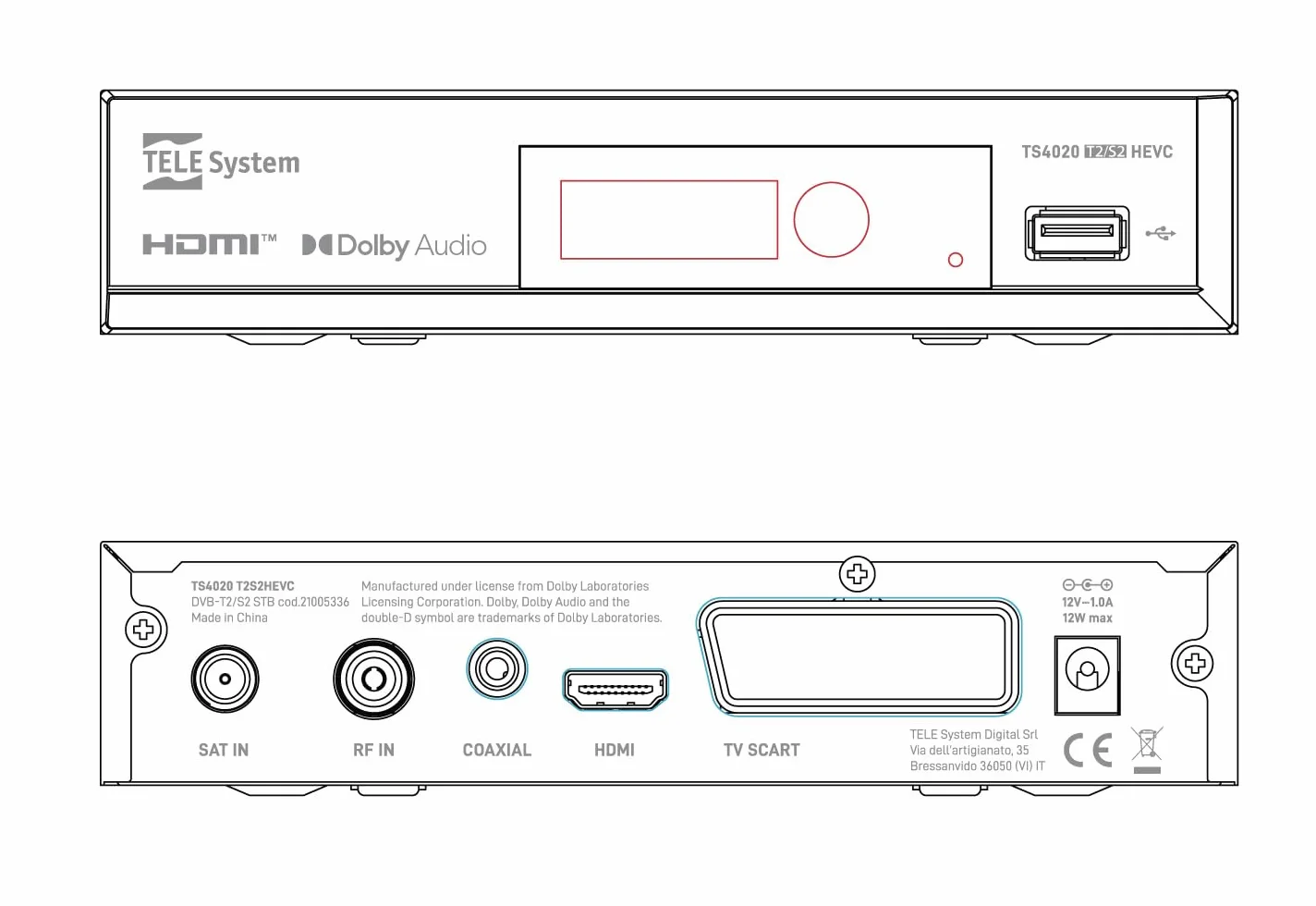 TELE System TS4020 Dekoder z podwójnym tunerem DVB-T/T2 i DVB-S/S2 HEVC HD HDR10 HLG. Dostęp do niekodowanej telewizji naziemnej i satelitarnej oraz radia.