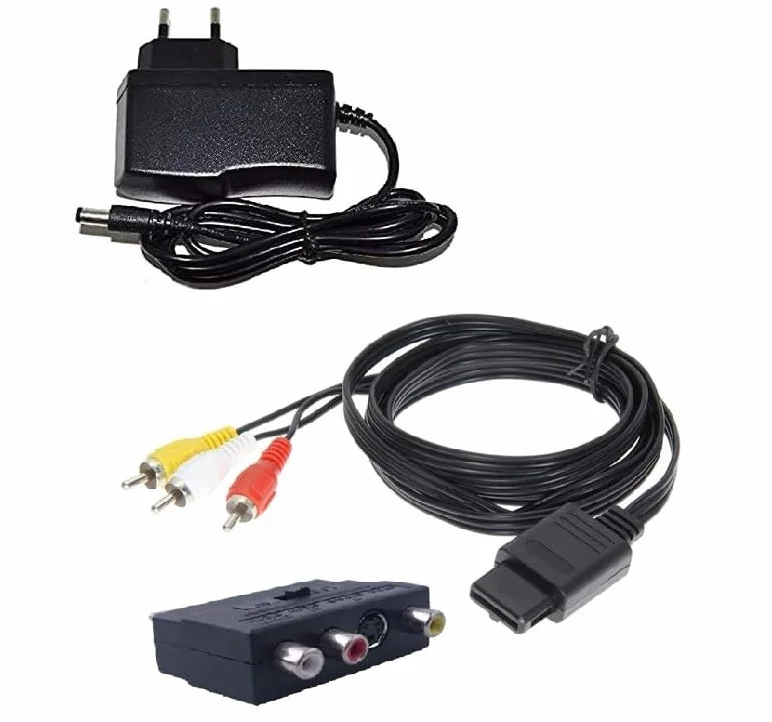 Zestaw kabli do Super Nintendo SNES kabel zasilający + TV Scart 3-cinch