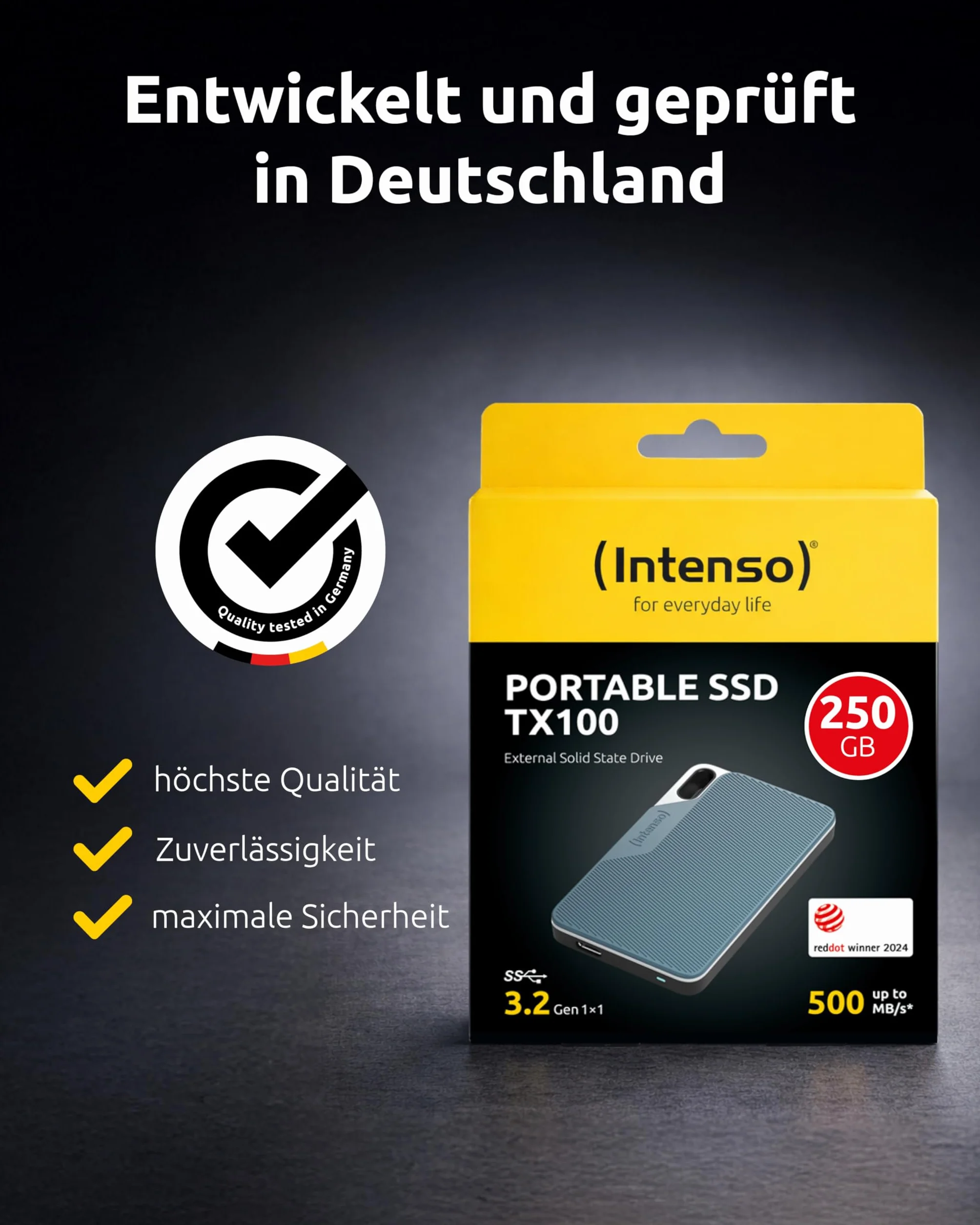 Intenso TX100 Zewnętrzny dysk SSD 250 GB USB 3.2 500 MB/s