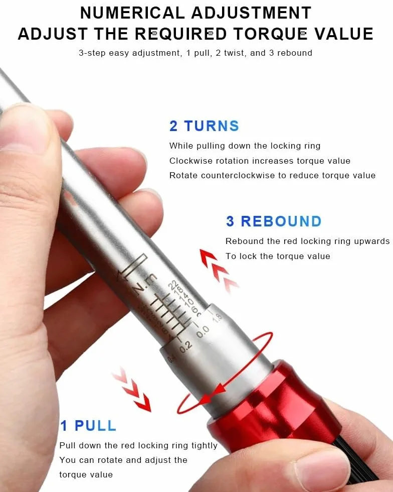 Telescopic Ratchet Zestaw kluczy dynamometrycznych 15 szt. 1/4 "2-24Nm dwukierunkowy klucz imbusowy narzędzie nasadowy zestaw do naprawy motocykla Klucze dynamometryczne