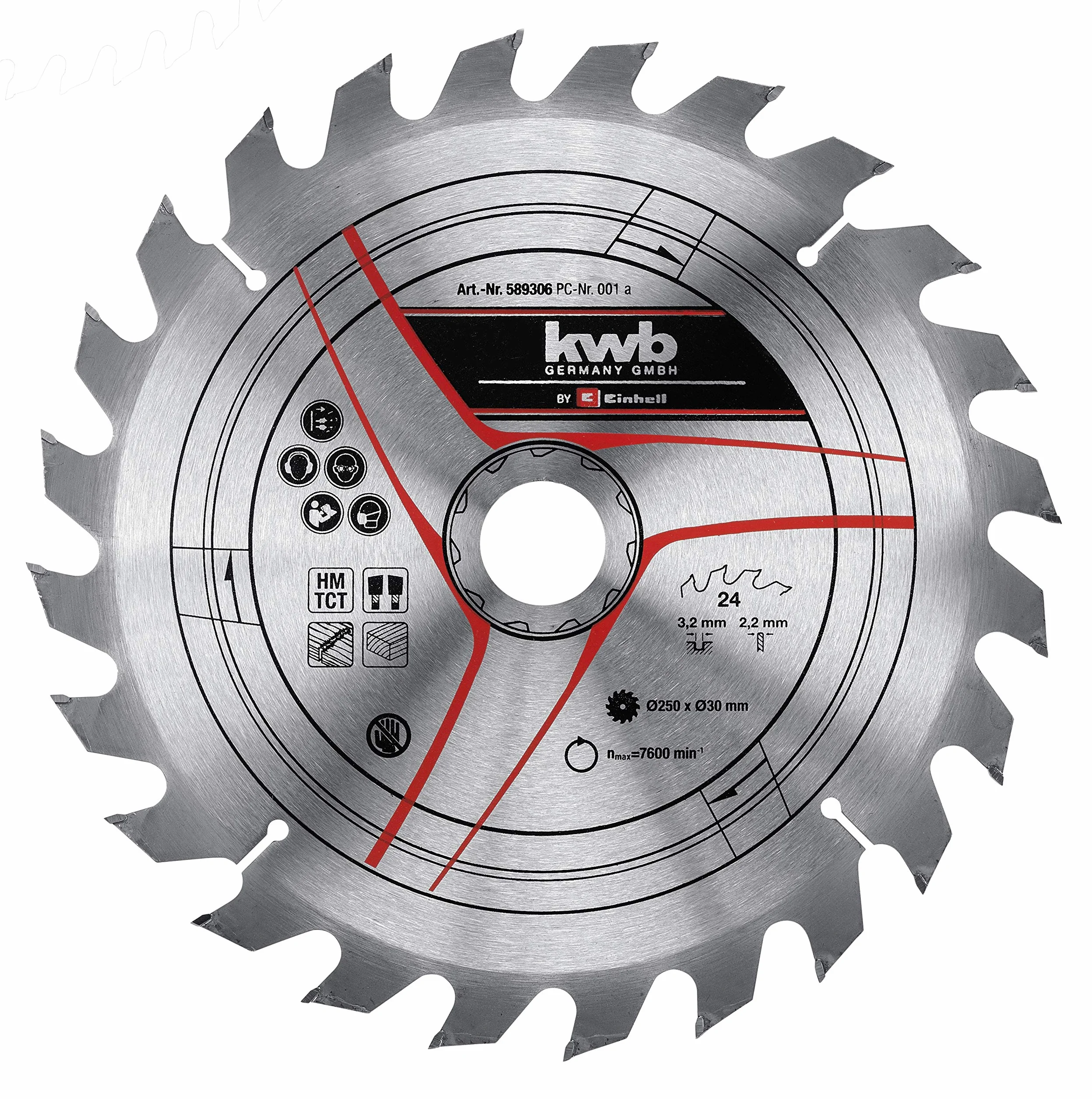 kwb by Einhell 3-częściowy zestaw brzeszczotów do piły tarczowej 250 x 30 mm Stat. akcesoria do piły (3 x brzeszczoty HM, Ø 250 x 30 mm, 1 x 24 Z, 1 x 42 Z, 1 x 60 Z, pasuje do stołowych pił