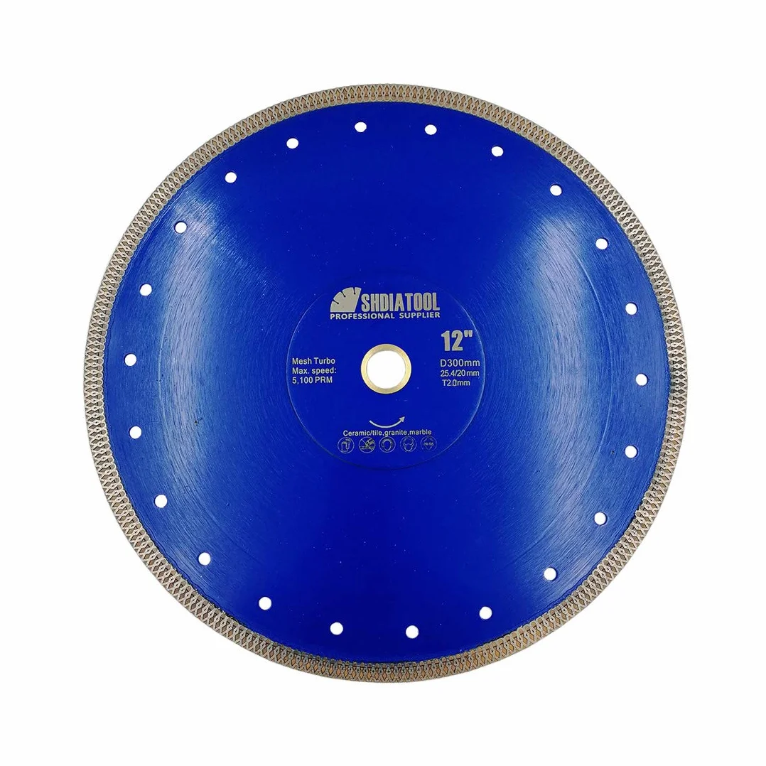 SHDIATOOL Diamentowa tarcza tnąca 300 mm Turbo Mesh ostrze diamentowe z segmentem X felgi do twardej ceramiki, porcelany, płytek granitu