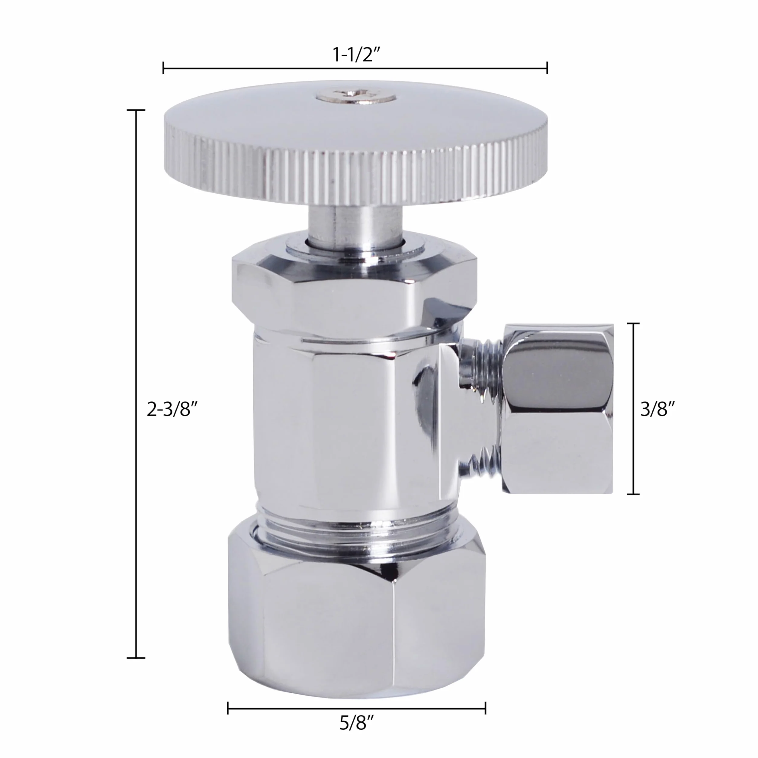 Westbrass D105-50 Zawór odcinający odcinający kątowy z okrągłym uchwytem, wlot rury miedzianej 1/2 cala z wylotem kompresyjnym 3/20.3 cm, lakier proszkowy biały