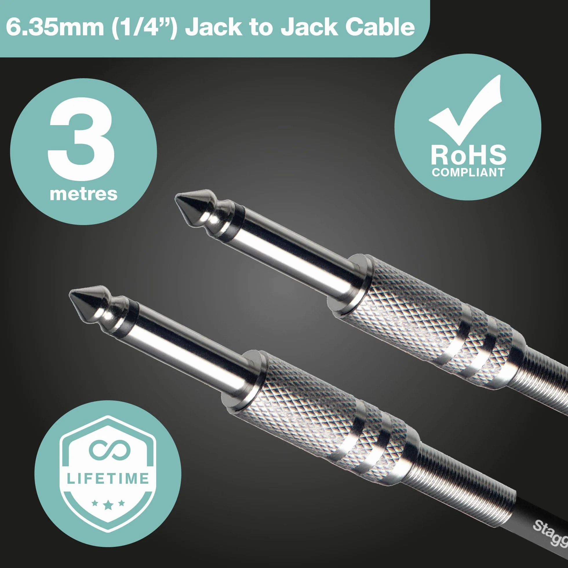 Stagg Kabel Jack, Czarny, 3m